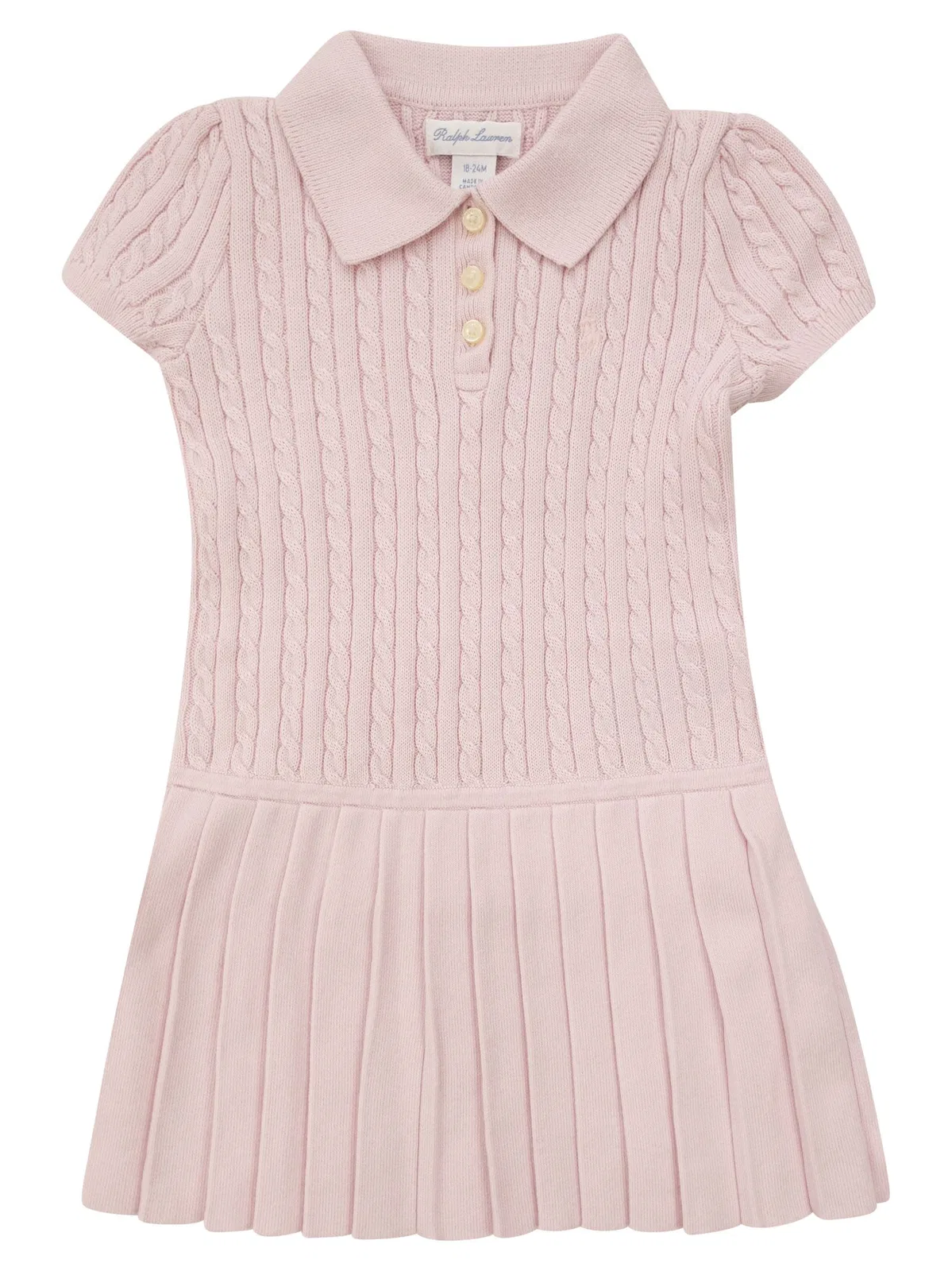 Polo Ralph Lauren Cable-Knit Dress With Collar And Pleated