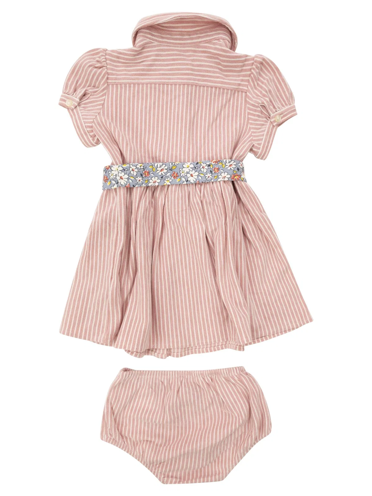 Polo Ralph Lauren Striped Shirt Dress With Floral Belt And