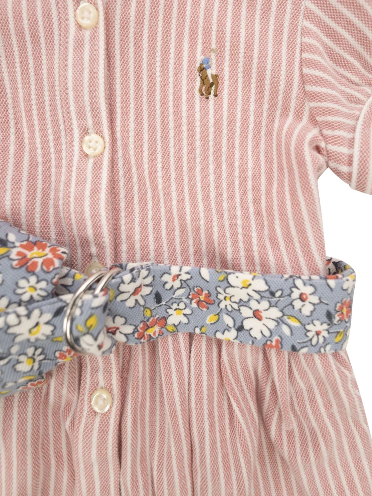 Polo Ralph Lauren Striped Shirt Dress With Floral Belt And