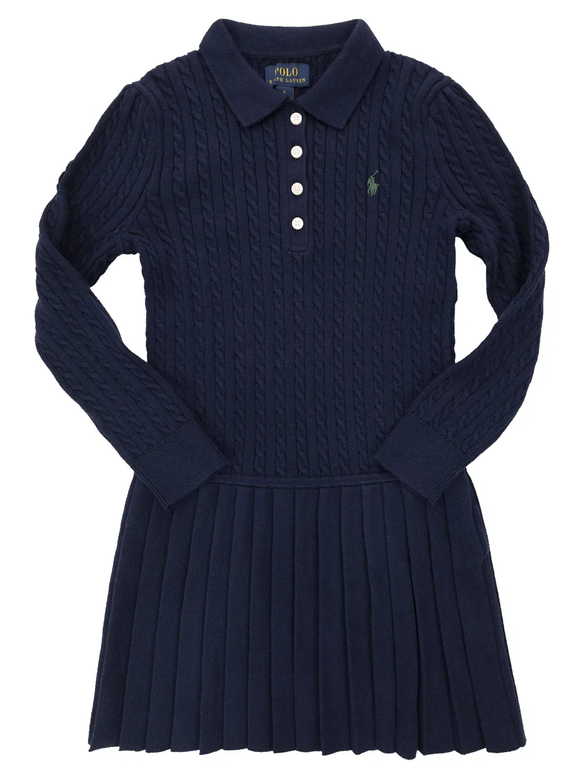 Polo Ralph Lauren Cable-Knit Dress With Pleated Skirt