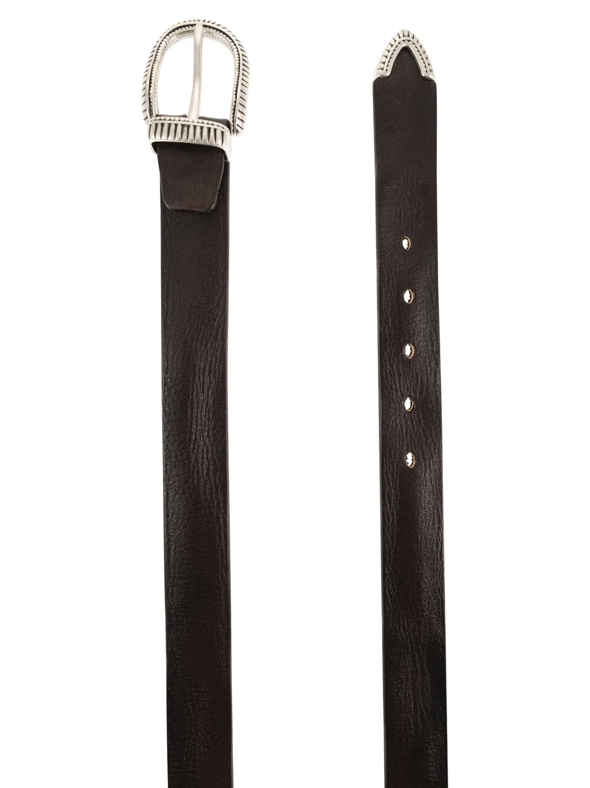 Alberto Luti Hammered Leather Belt With Chiselled Buc