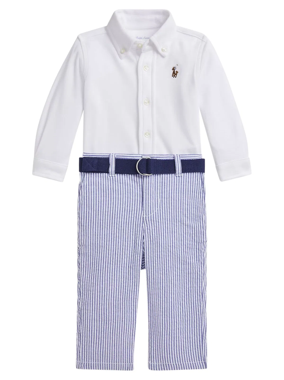 Polo Ralph Lauren Cotton One-Piece Outfit With Striped Tro
