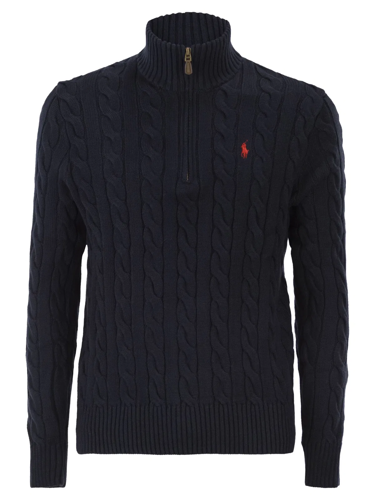 Polo Ralph Lauren Cotton Cable Knit Jumper With Zip Fasten