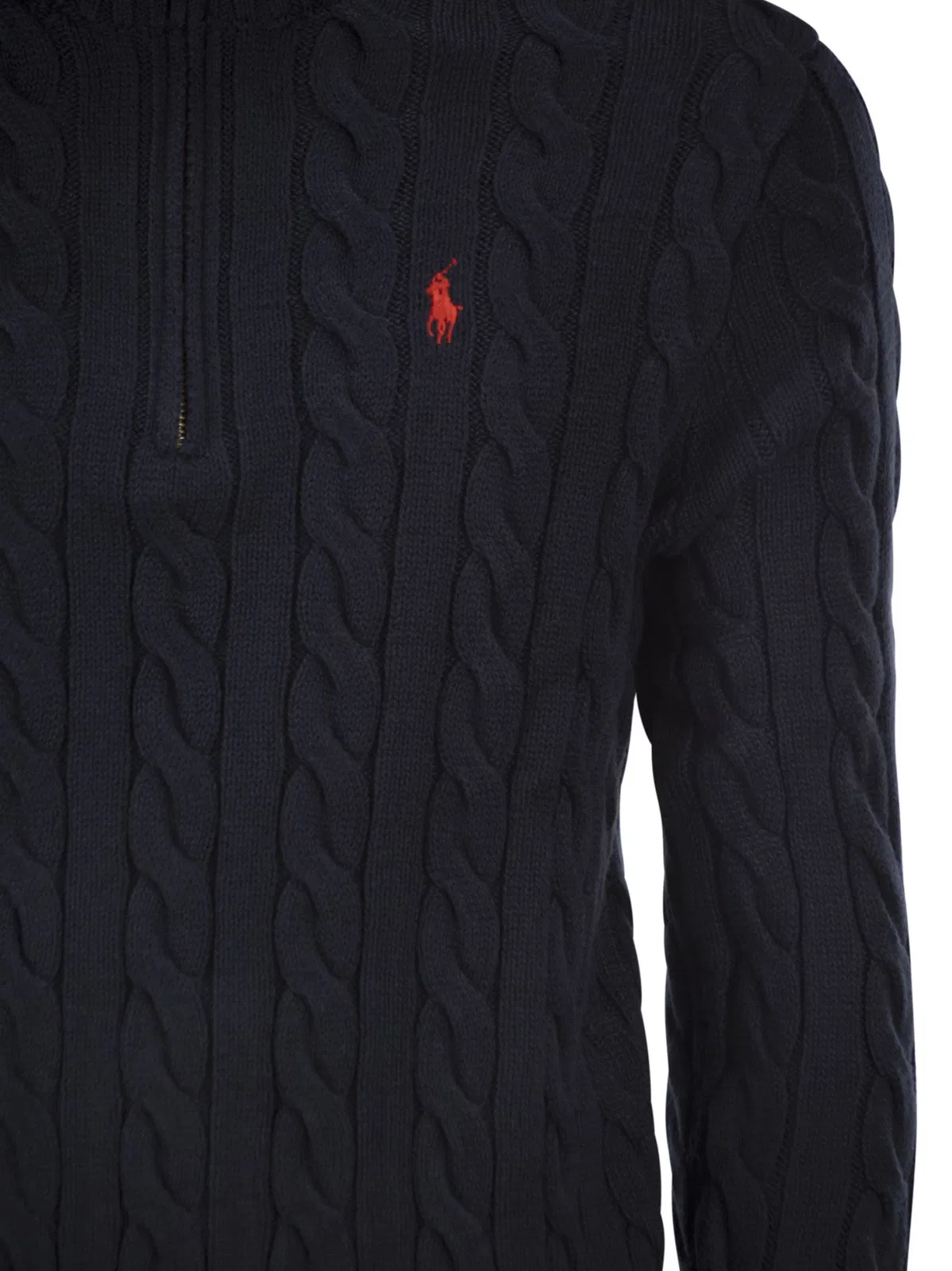 Polo Ralph Lauren Cotton Cable Knit Jumper With Zip Fasten