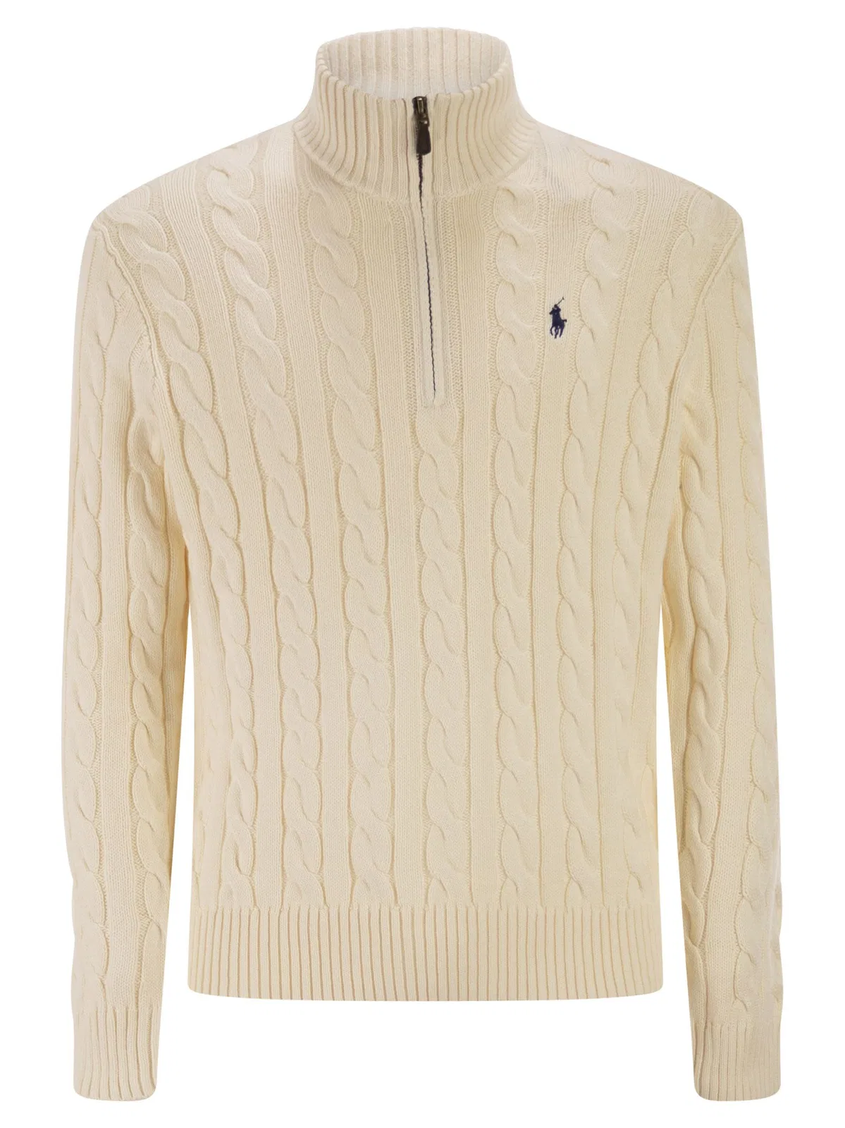 Polo Ralph Lauren Cotton Cable Knit Jumper With Zip Fasten