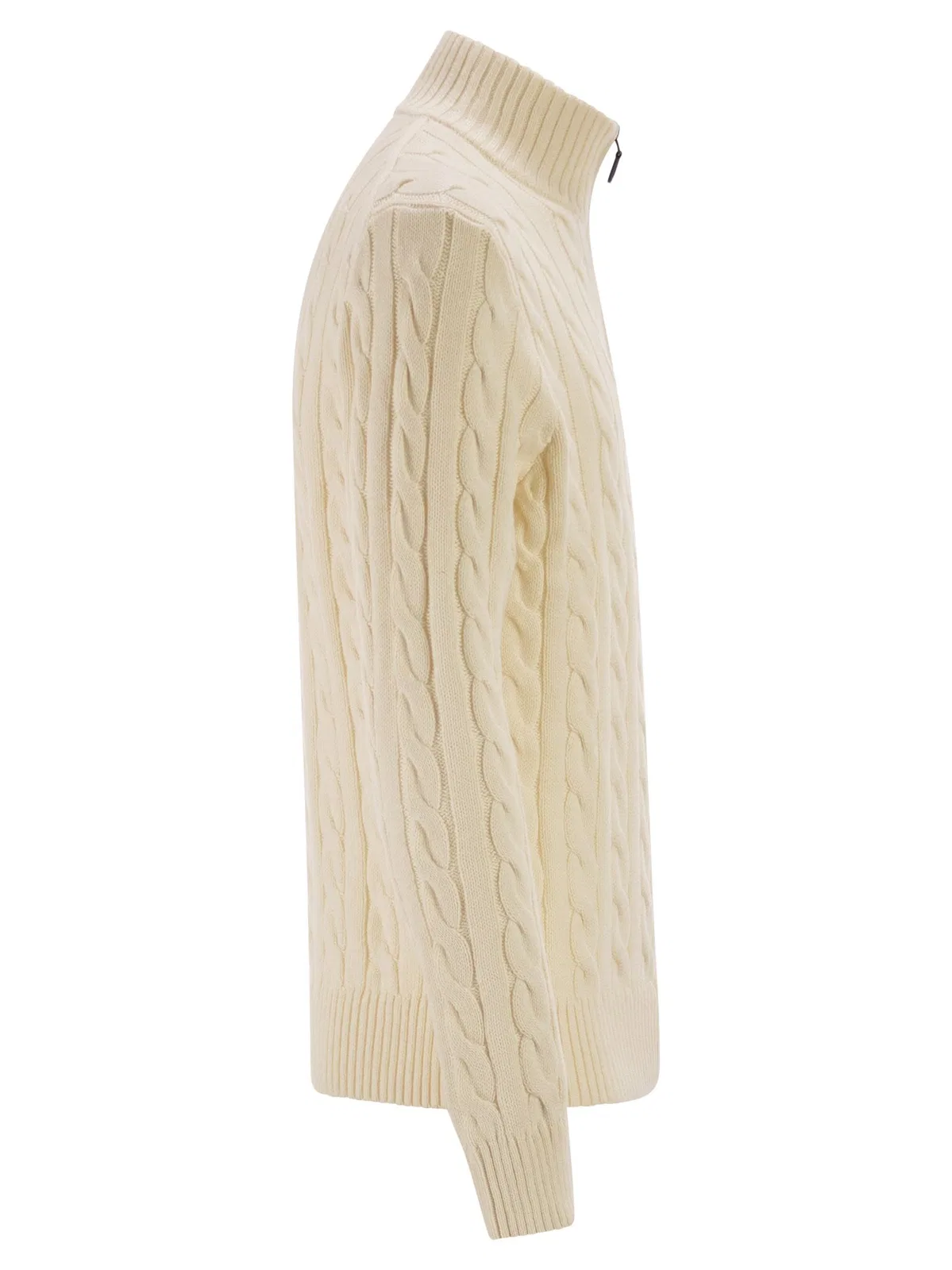 Polo Ralph Lauren Cotton Cable Knit Jumper With Zip Fasten