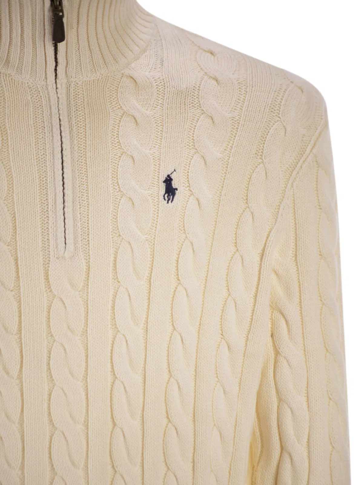 Polo Ralph Lauren Cotton Cable Knit Jumper With Zip Fasten