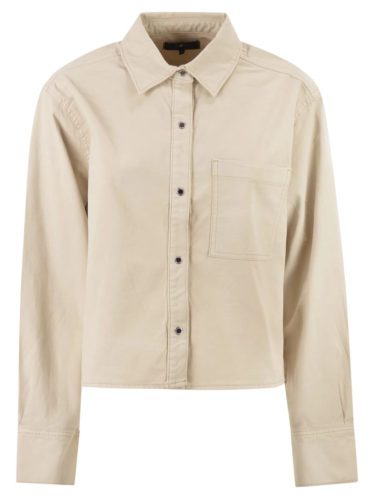 7 For All Mankind Stretch Cotton Shirt With Chest Pocket