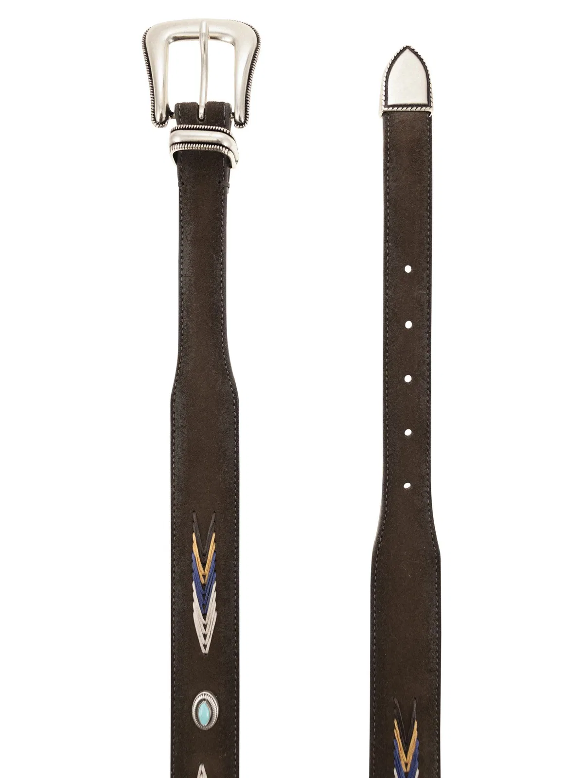 Alberto Luti Suede Belt With Embroidery