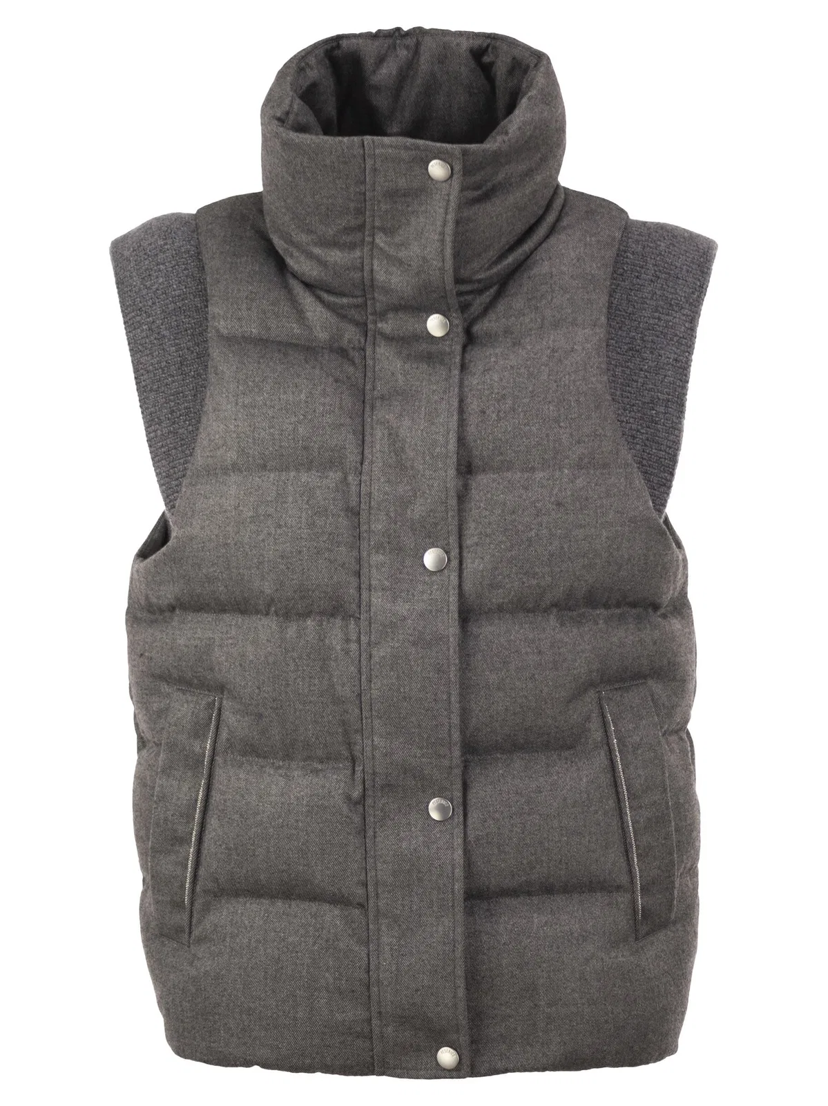 Peserico Padded Gilet With High Neck And Lurex Kn