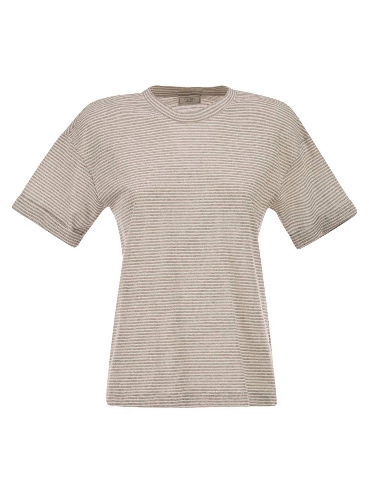 Peserico Striped Linen And Cotton T-Shirt With Lu