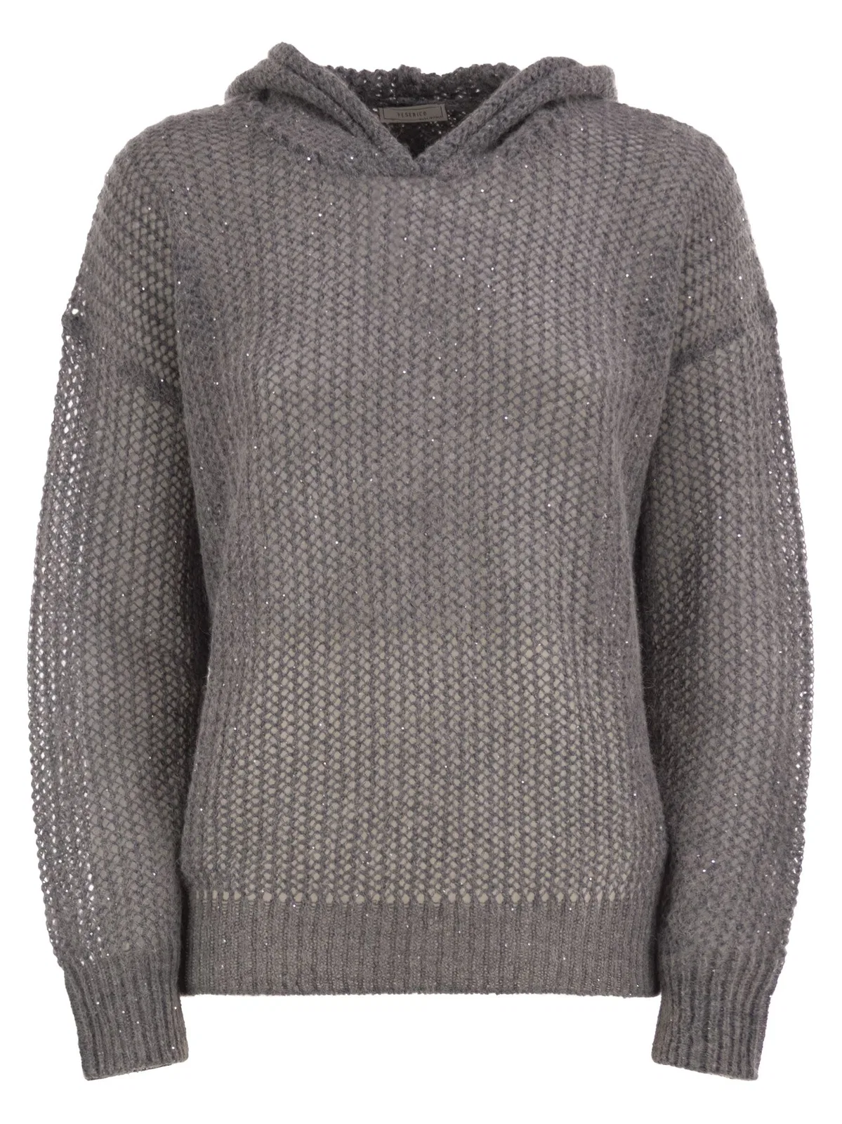 Peserico Hooded Open-Knit Jumper With Sequins