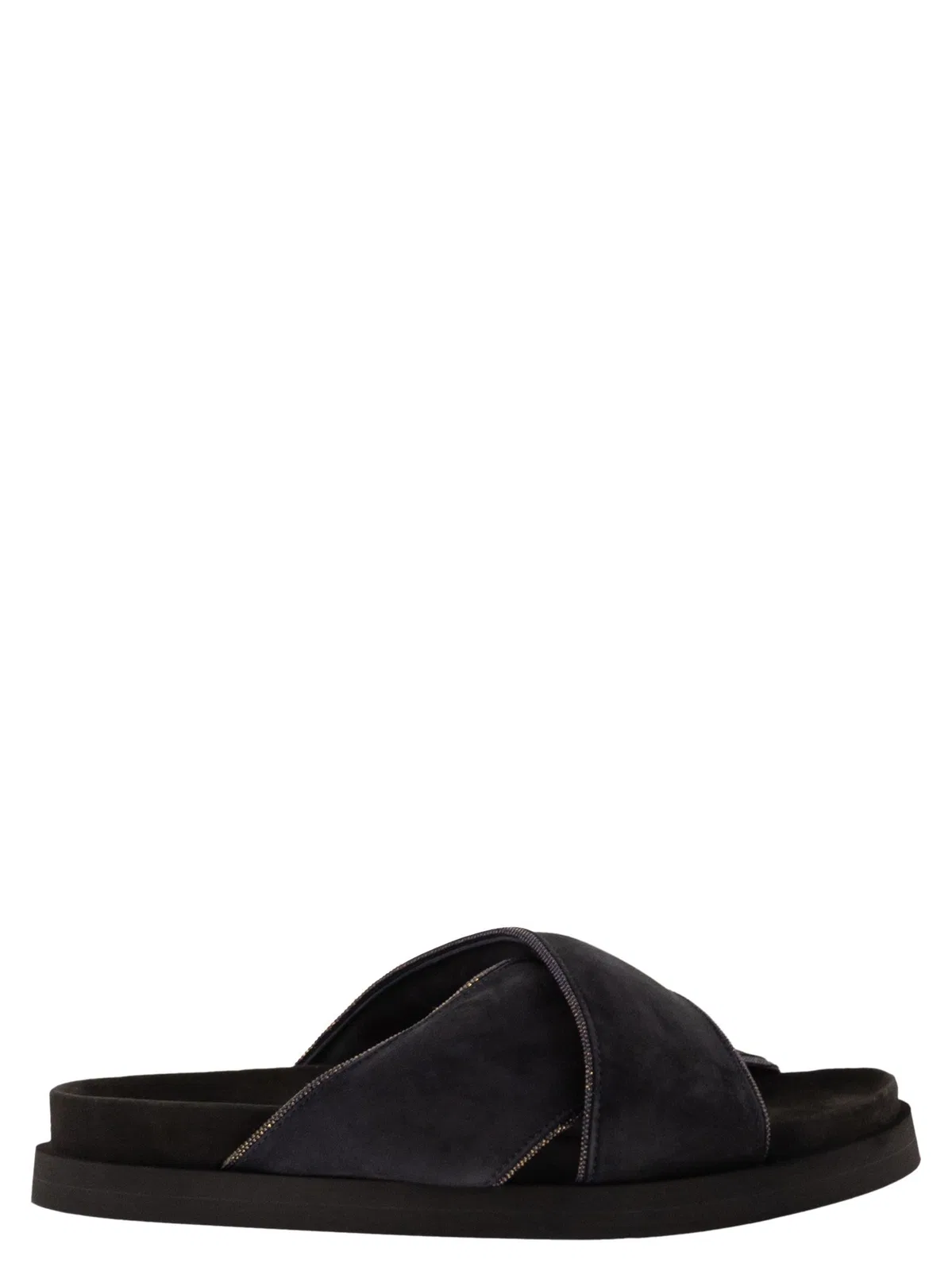 Fabiana Filippi Flat Suede Sandals With Crossed Straps