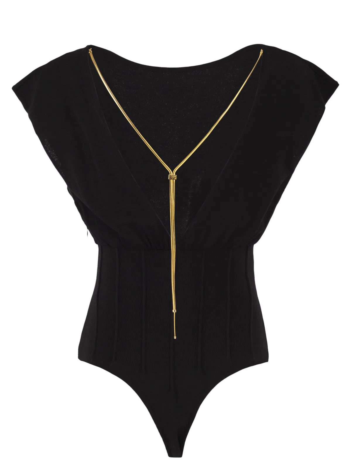 Elisabetta Franchi Knit Bodysuit With Deep Neckline And Jew