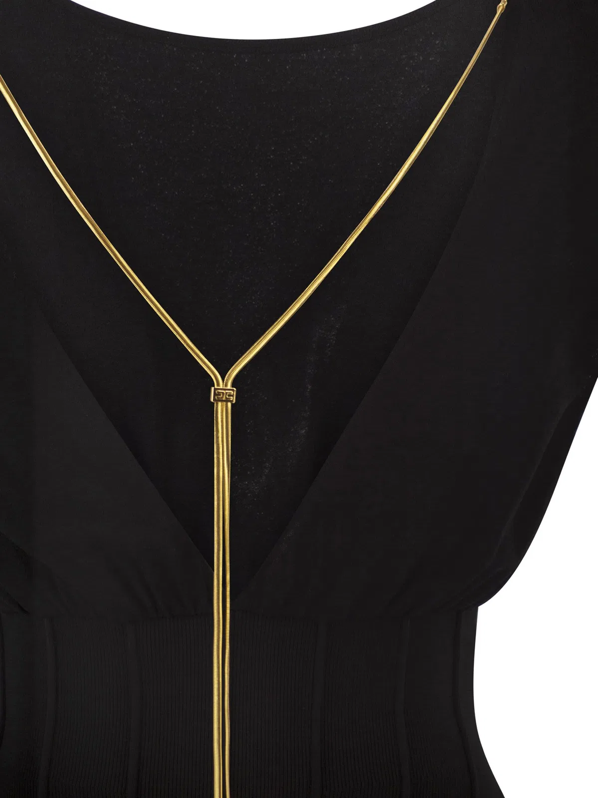 Elisabetta Franchi Knit Bodysuit With Deep Neckline And Jew