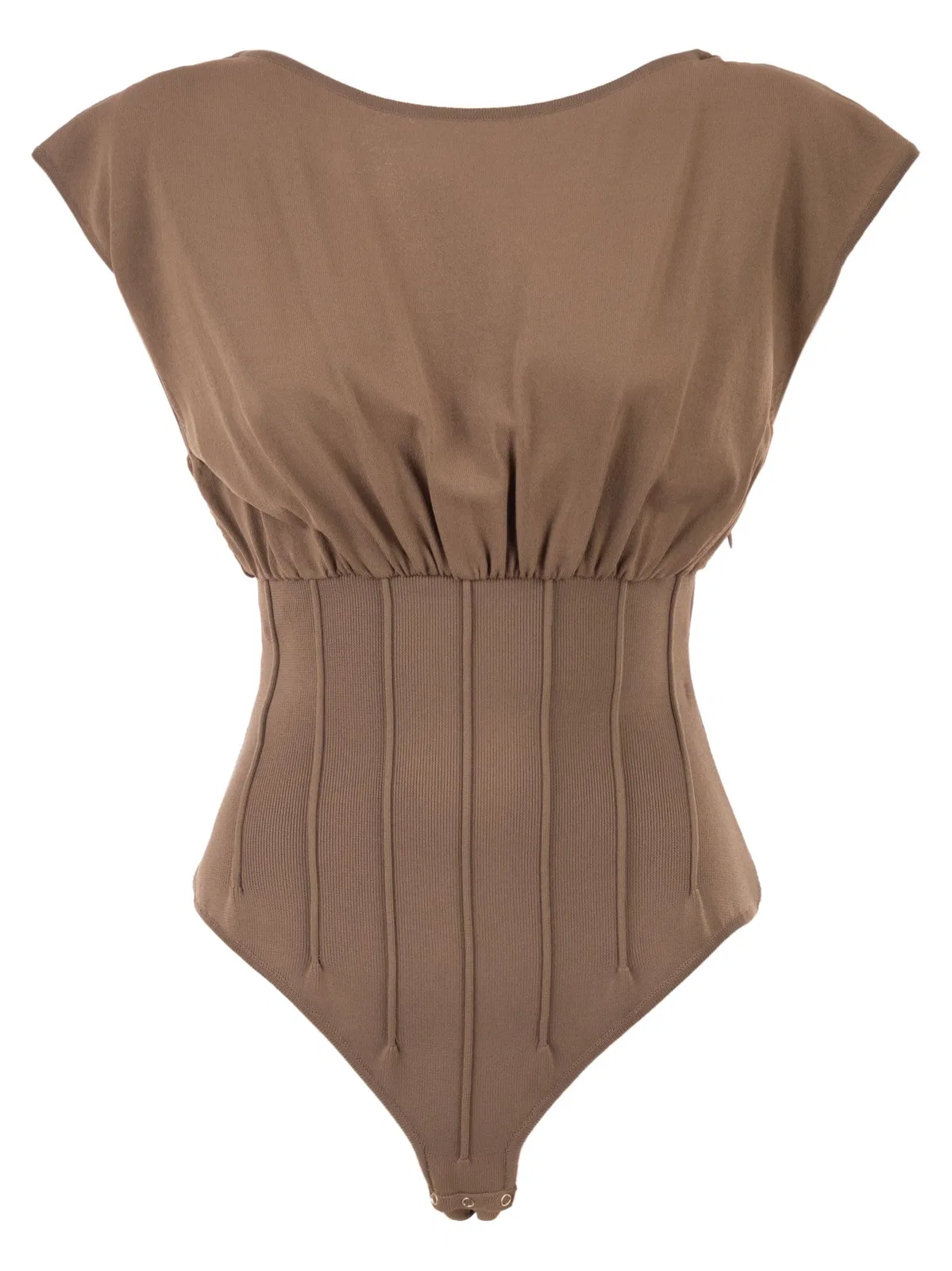 Elisabetta Franchi Knit Bodysuit With Deep Neckline And Jew