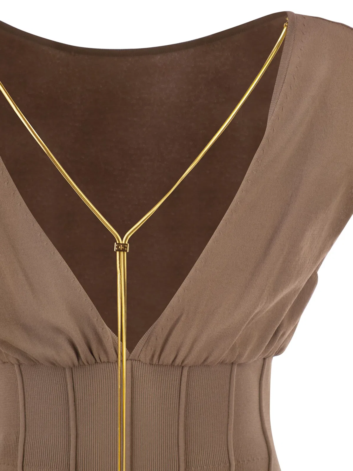 Elisabetta Franchi Knit Bodysuit With Deep Neckline And Jew