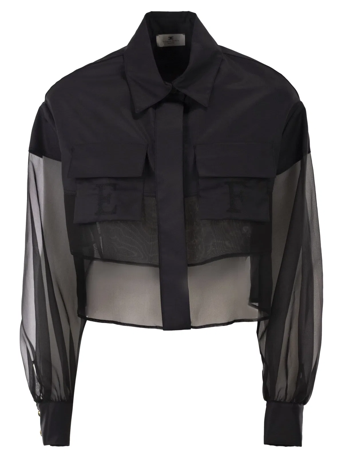 Elisabetta Franchi Cropped Cotton Shirt With Silk Organza I