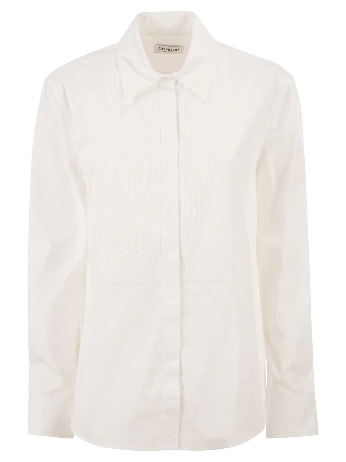 Dondup Cotton Shirt With Pleated Bib Front