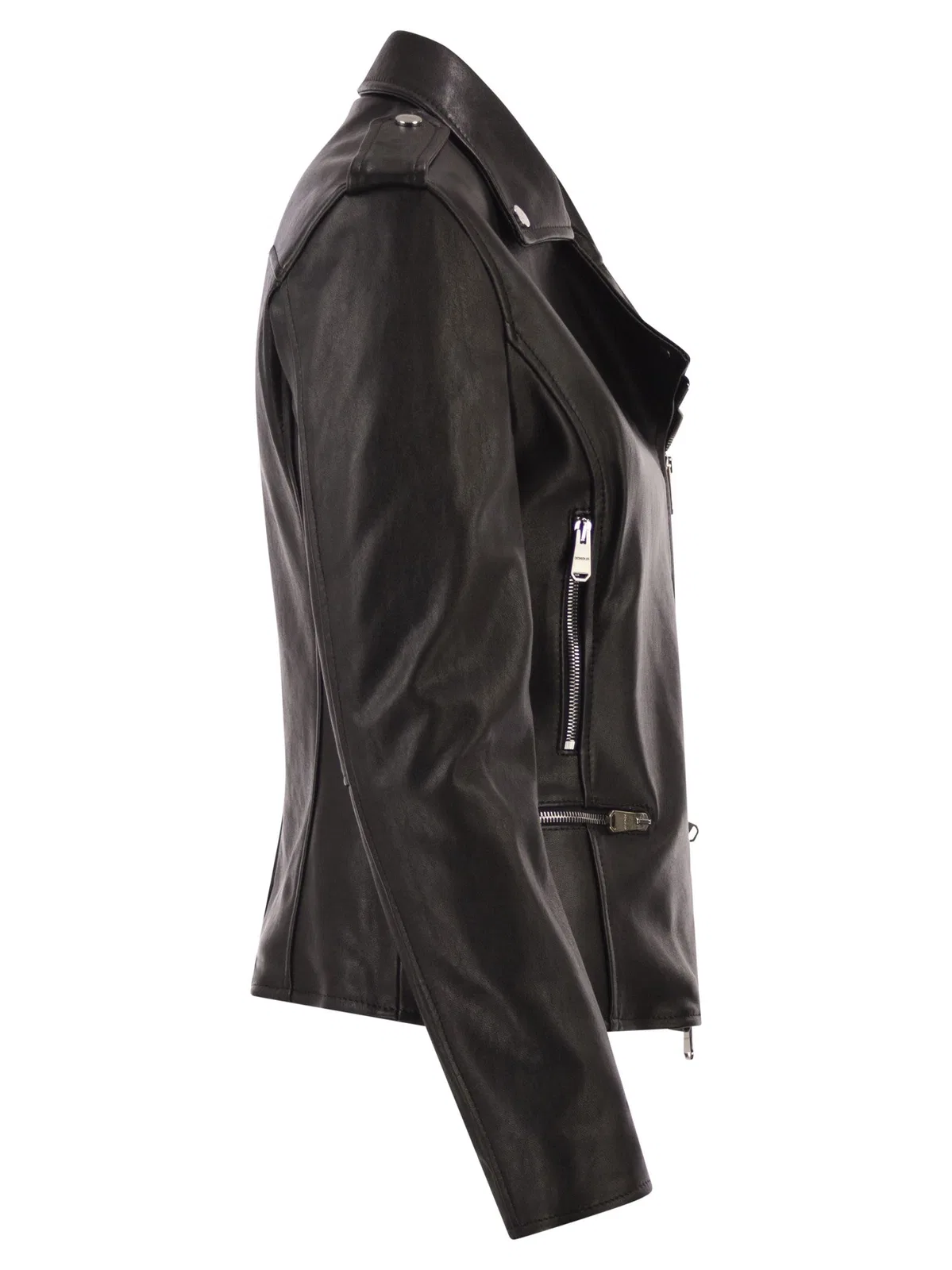 Dondup Lamb Leather Biker Jacket With Asymmetri
