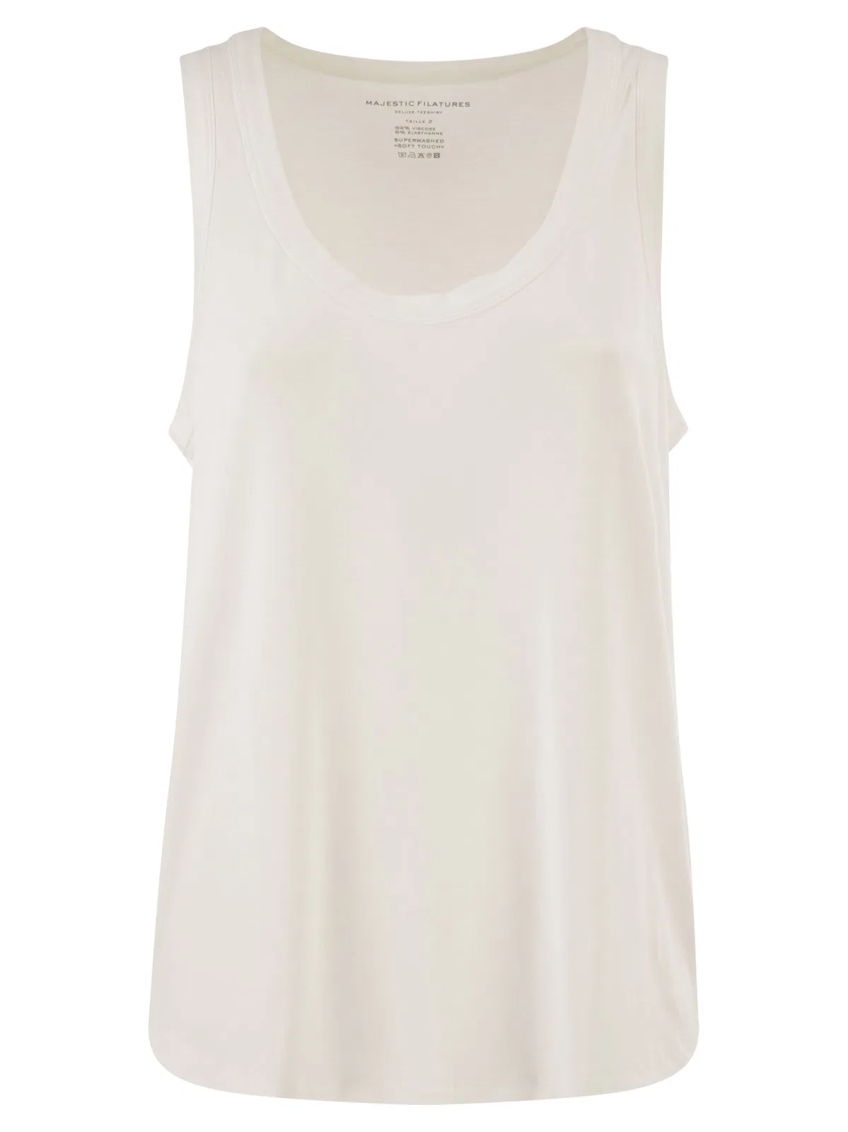 Majestic Sleeveless Stretch Viscose Top With Wide