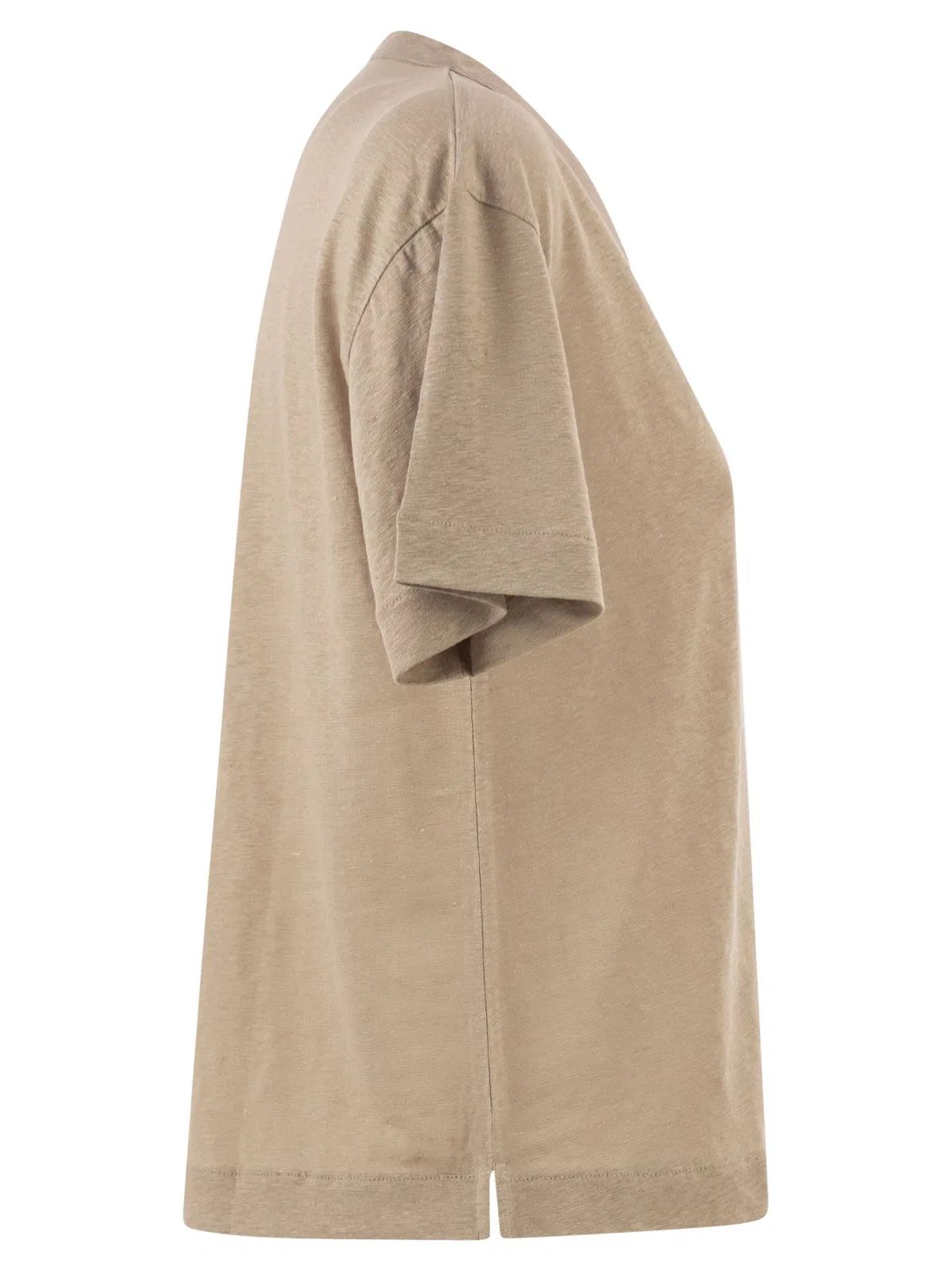 Majestic Stretch Linen T-Shirt With V-Neck