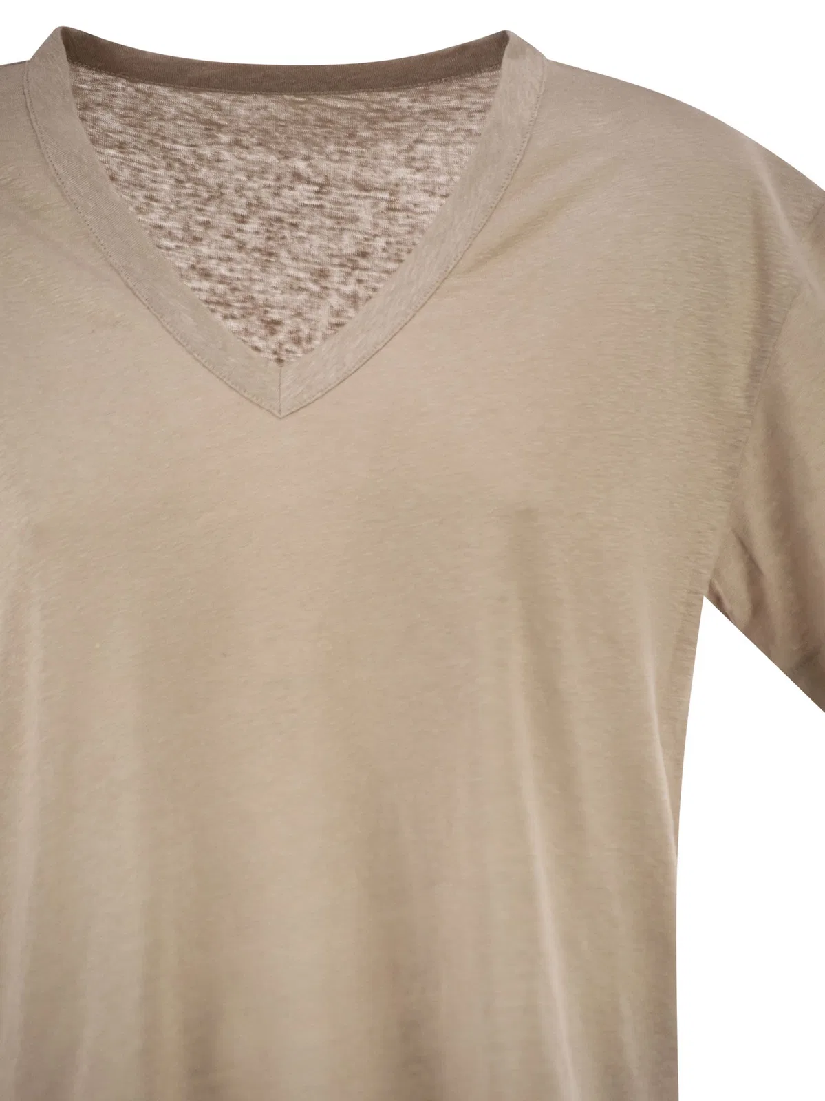 Majestic Stretch Linen T-Shirt With V-Neck