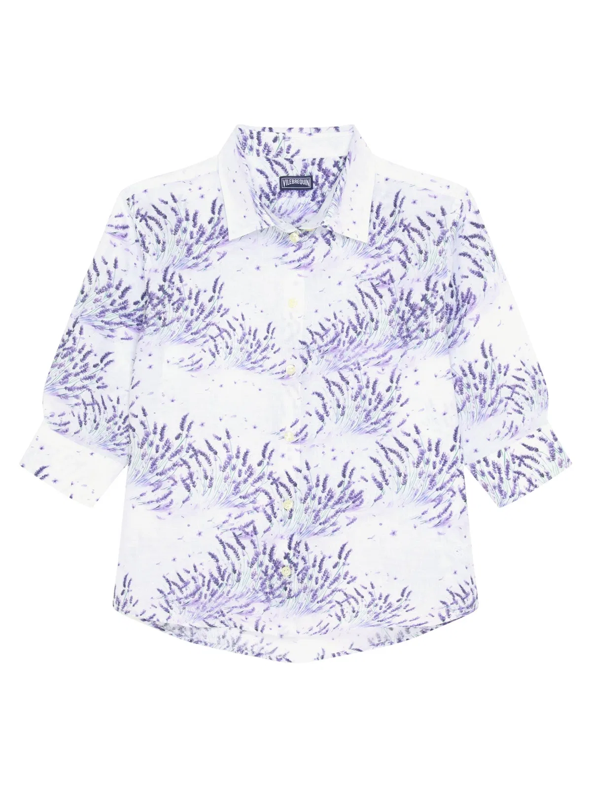 Vilebrequin Linen Shirt With Lavender Print And Shor
