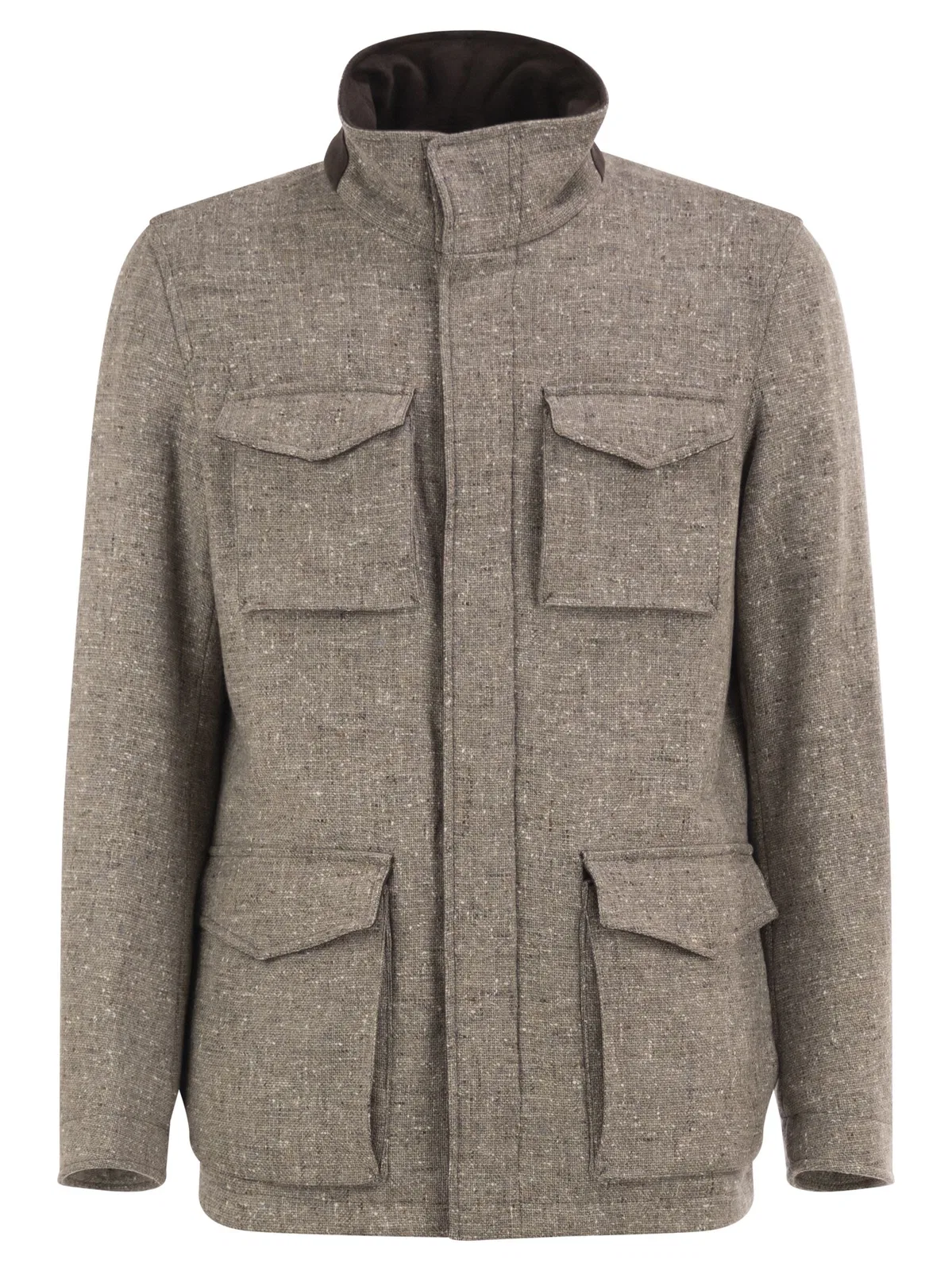 Herno Virgin Wool Field Jacket With Concealed 