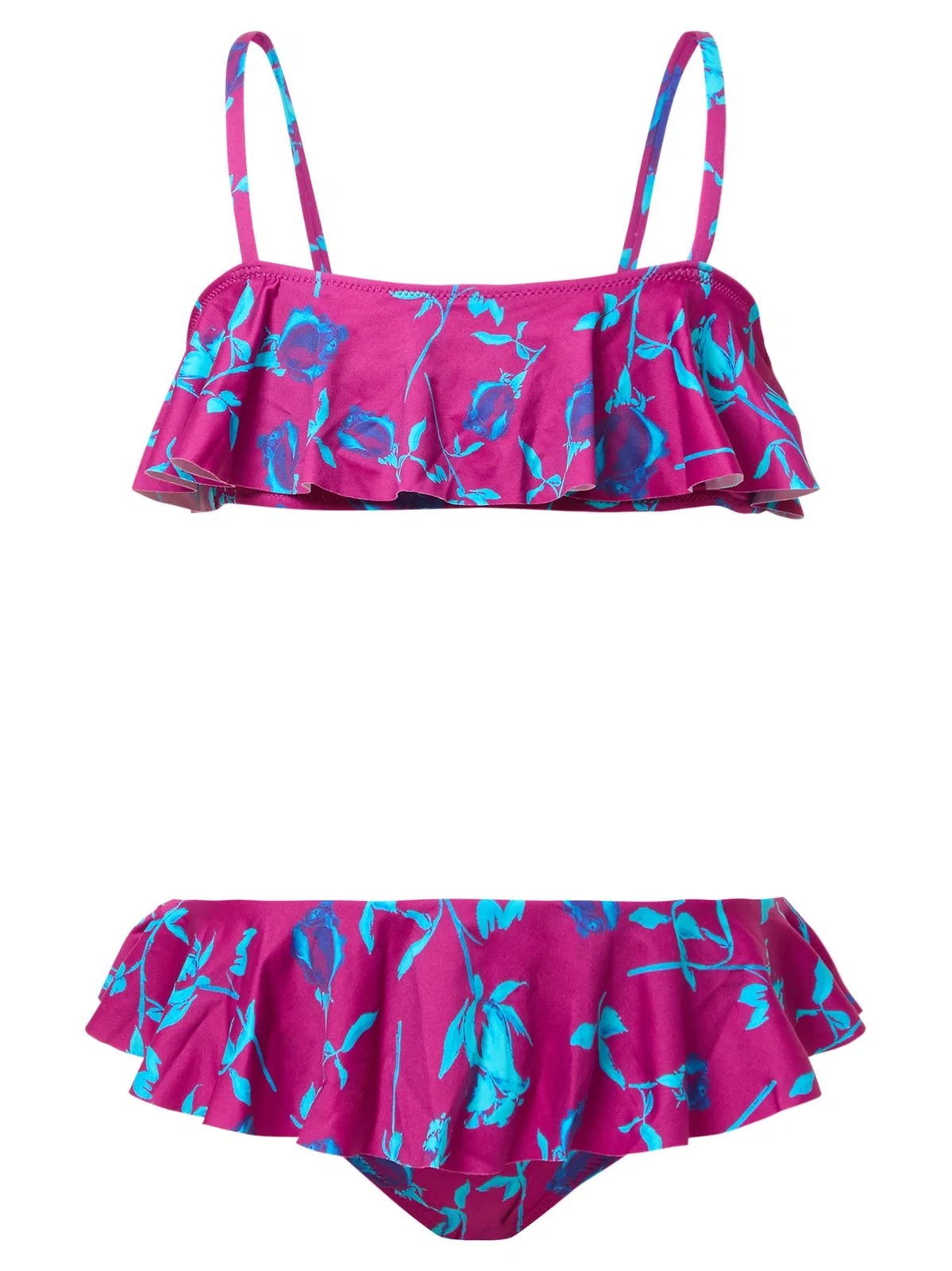 Vilebrequin Girls’ Bikini With Floral Print And Ruff