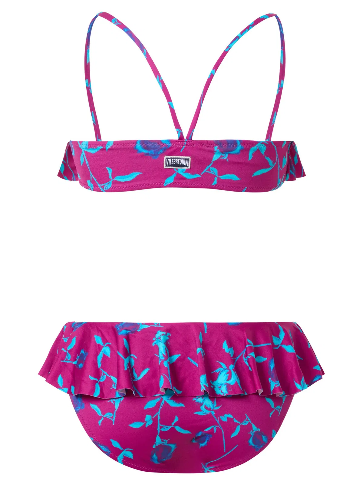 Vilebrequin Girls’ Bikini With Floral Print And Ruff