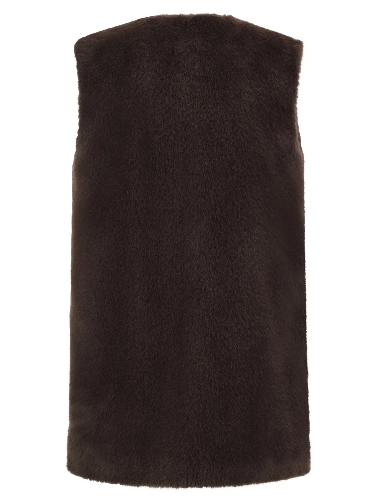 Herno Long Faux Fur-Effect Gilet With Round Ne