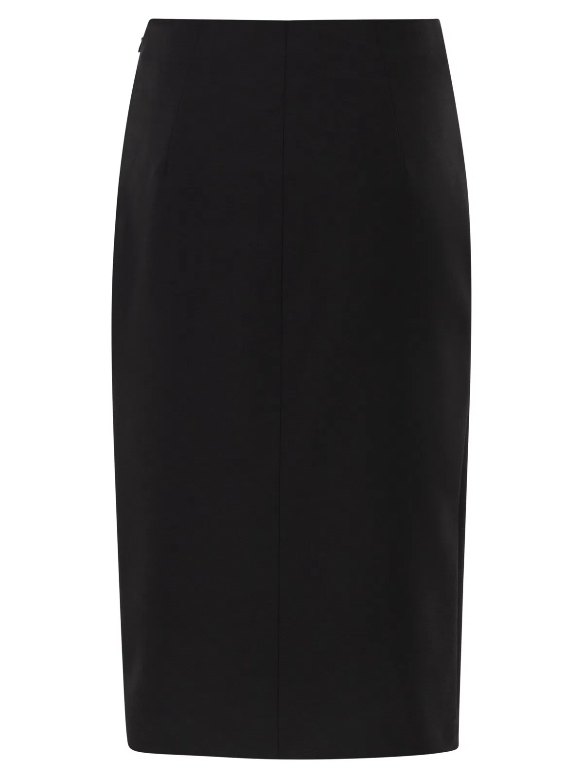 Elisabetta Franchi Double Stretch Crepe Skirt With Logo Det