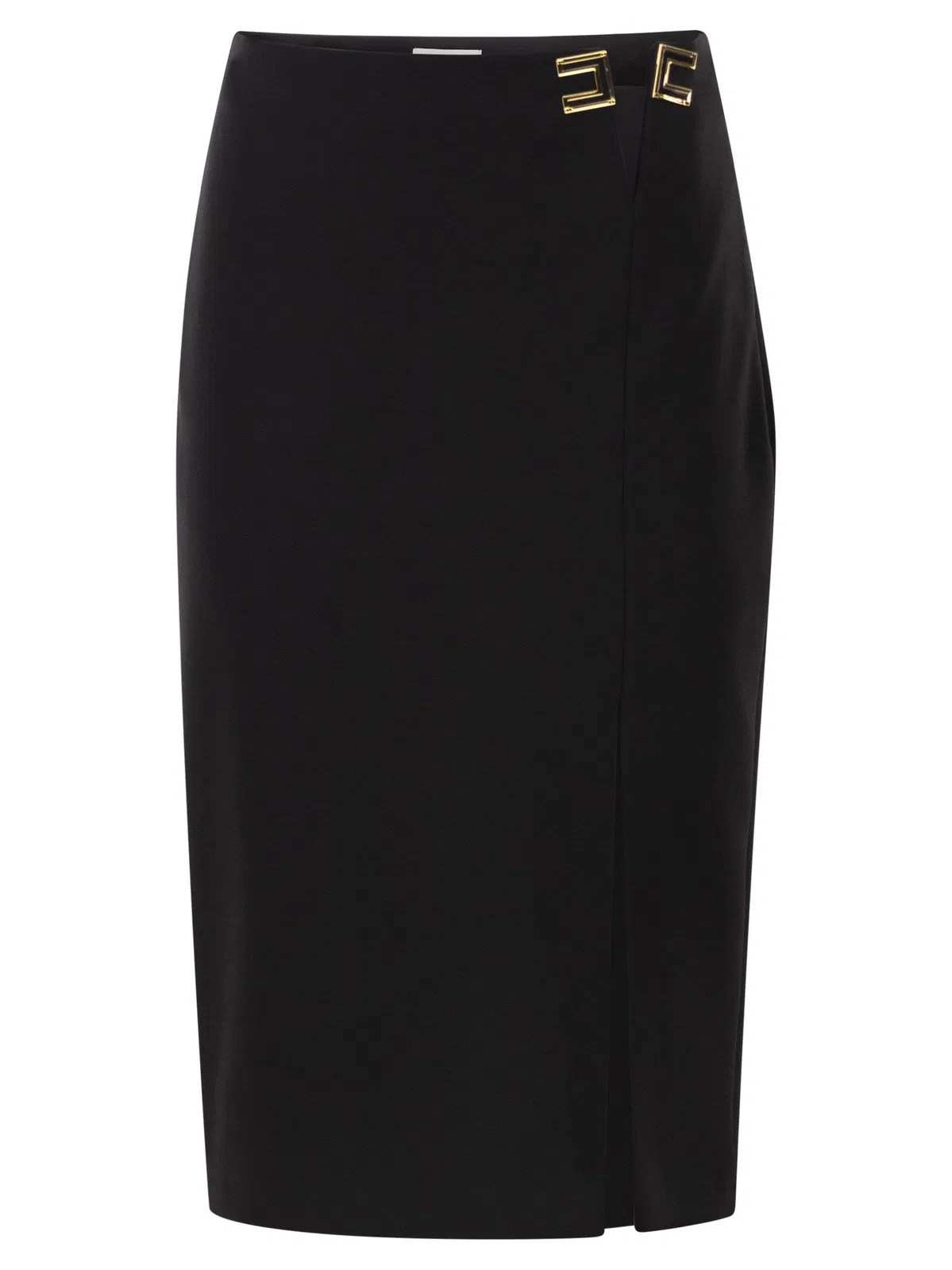 Elisabetta Franchi Double Stretch Crepe Skirt With Logo Det
