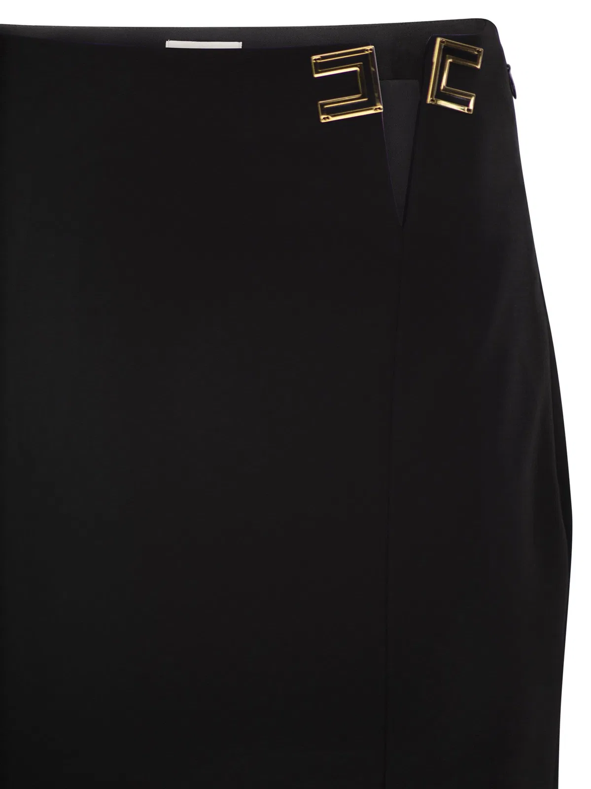 Elisabetta Franchi Double Stretch Crepe Skirt With Logo Det