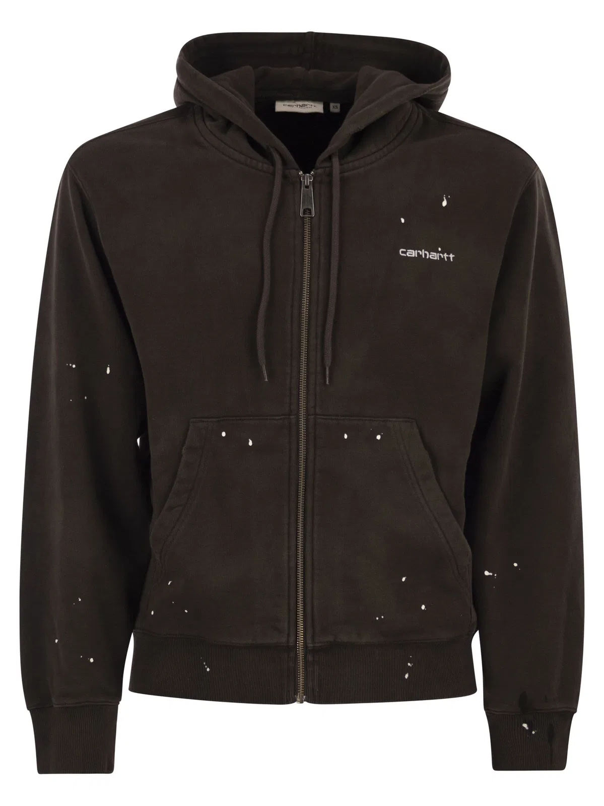 Carhartt Zip-Up Hooded Sweatshirt With Paint Effe