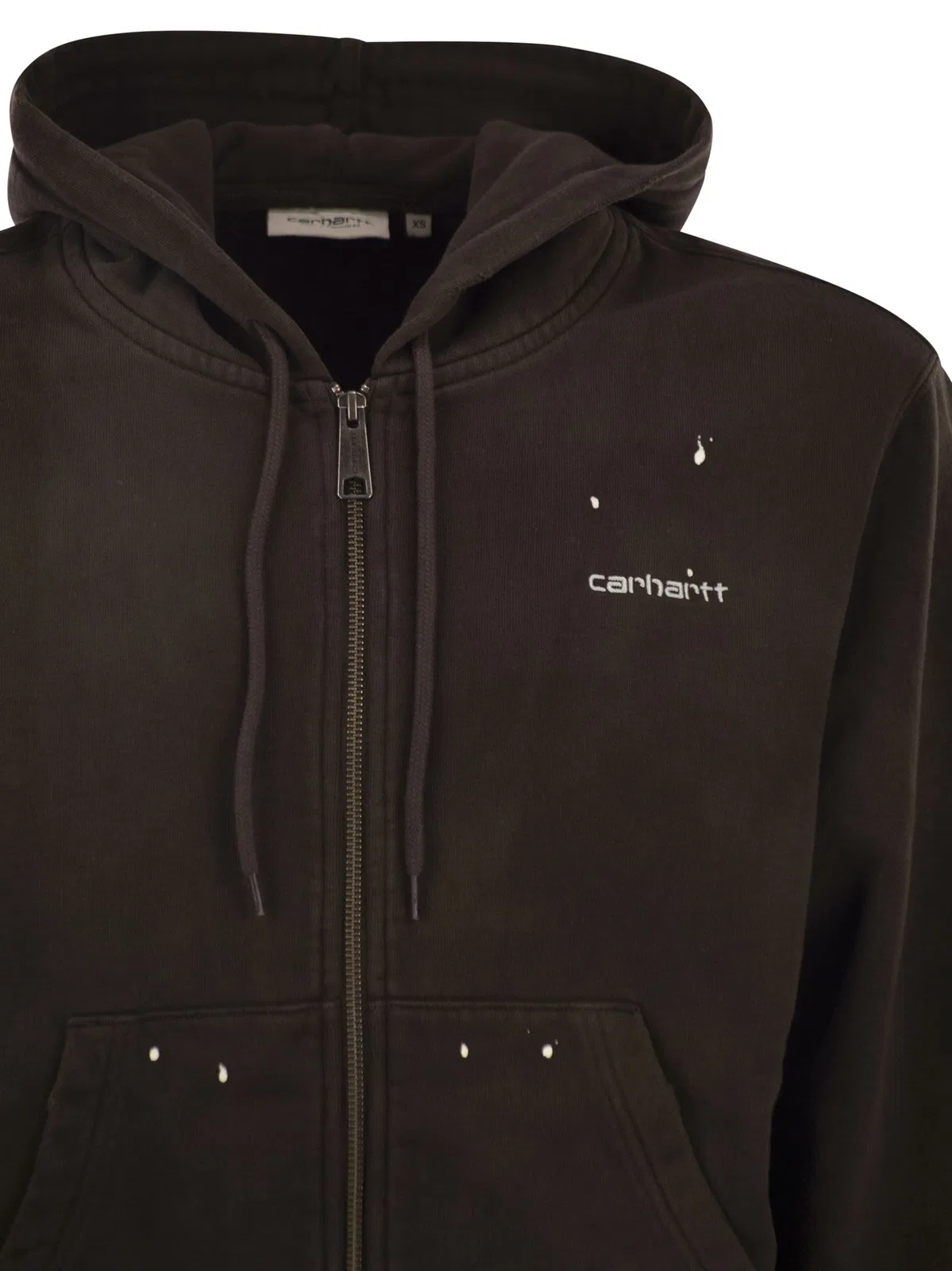 Carhartt Zip-Up Hooded Sweatshirt With Paint Effe