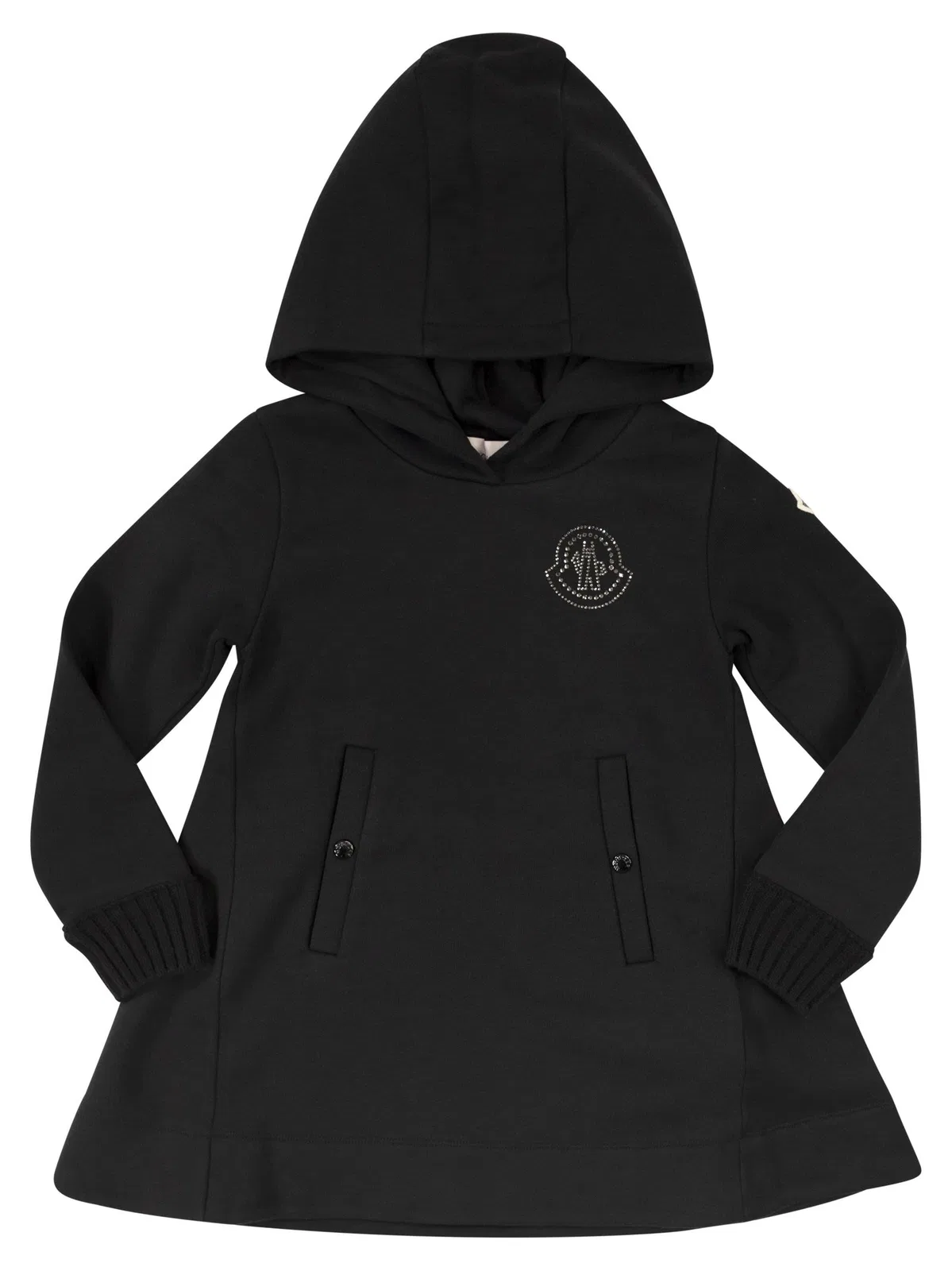Moncler Hooded Cotton Dress With Crystal Logo