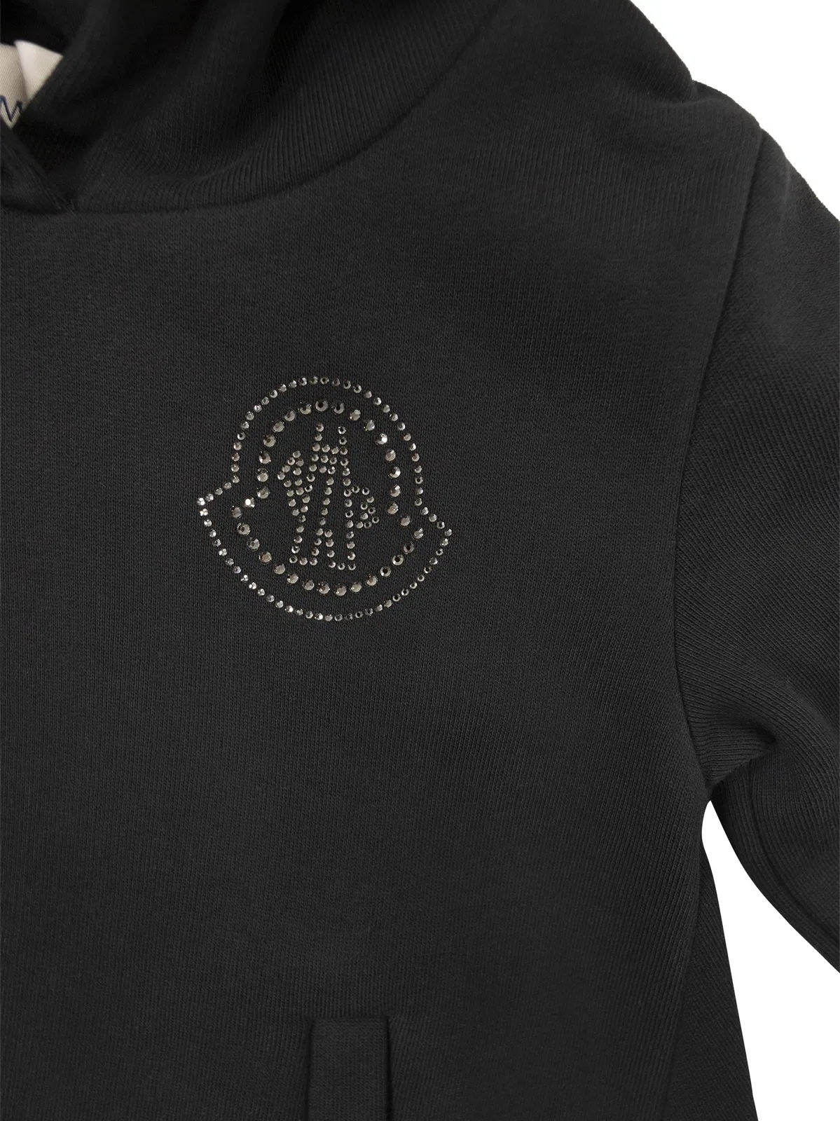 Moncler Hooded Cotton Dress With Crystal Logo