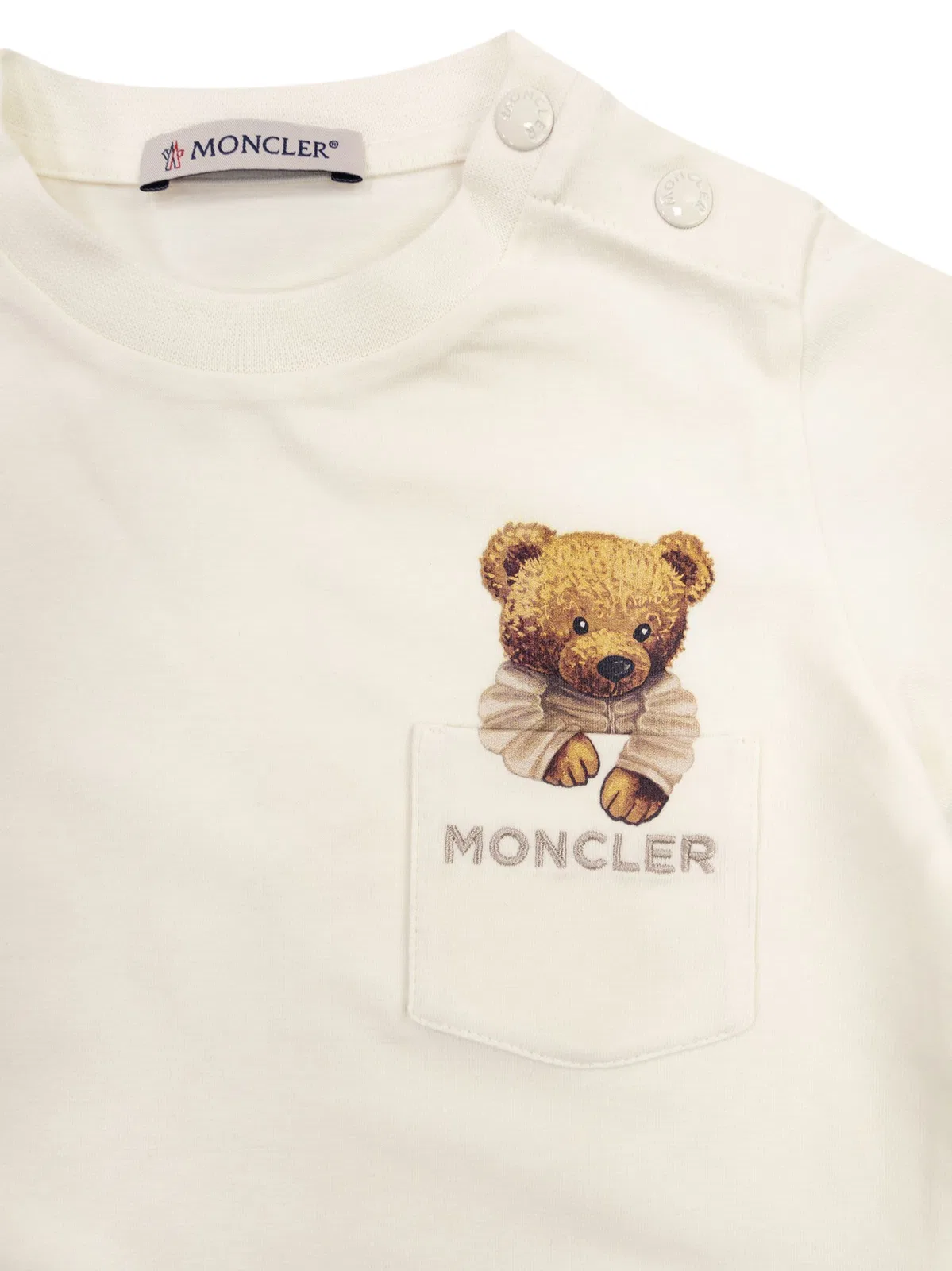 Moncler Cotton T-Shirt With Printed Bear Motif A