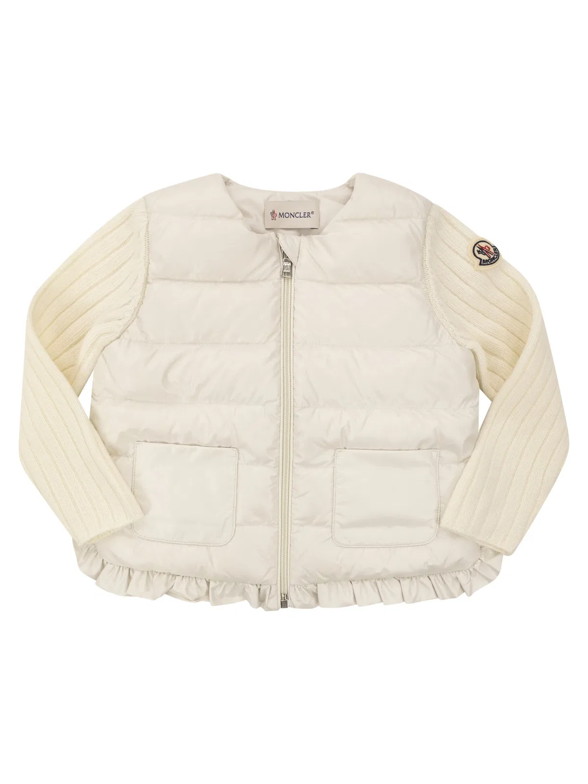 Moncler Padded Cardigan In Wool And Cashmere Wit