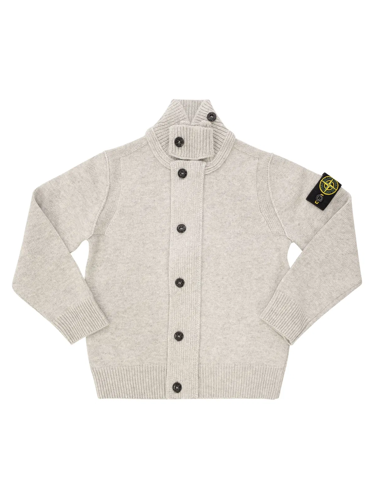 Stone Island Cardigan With Stand-Up Collar, Zip And B