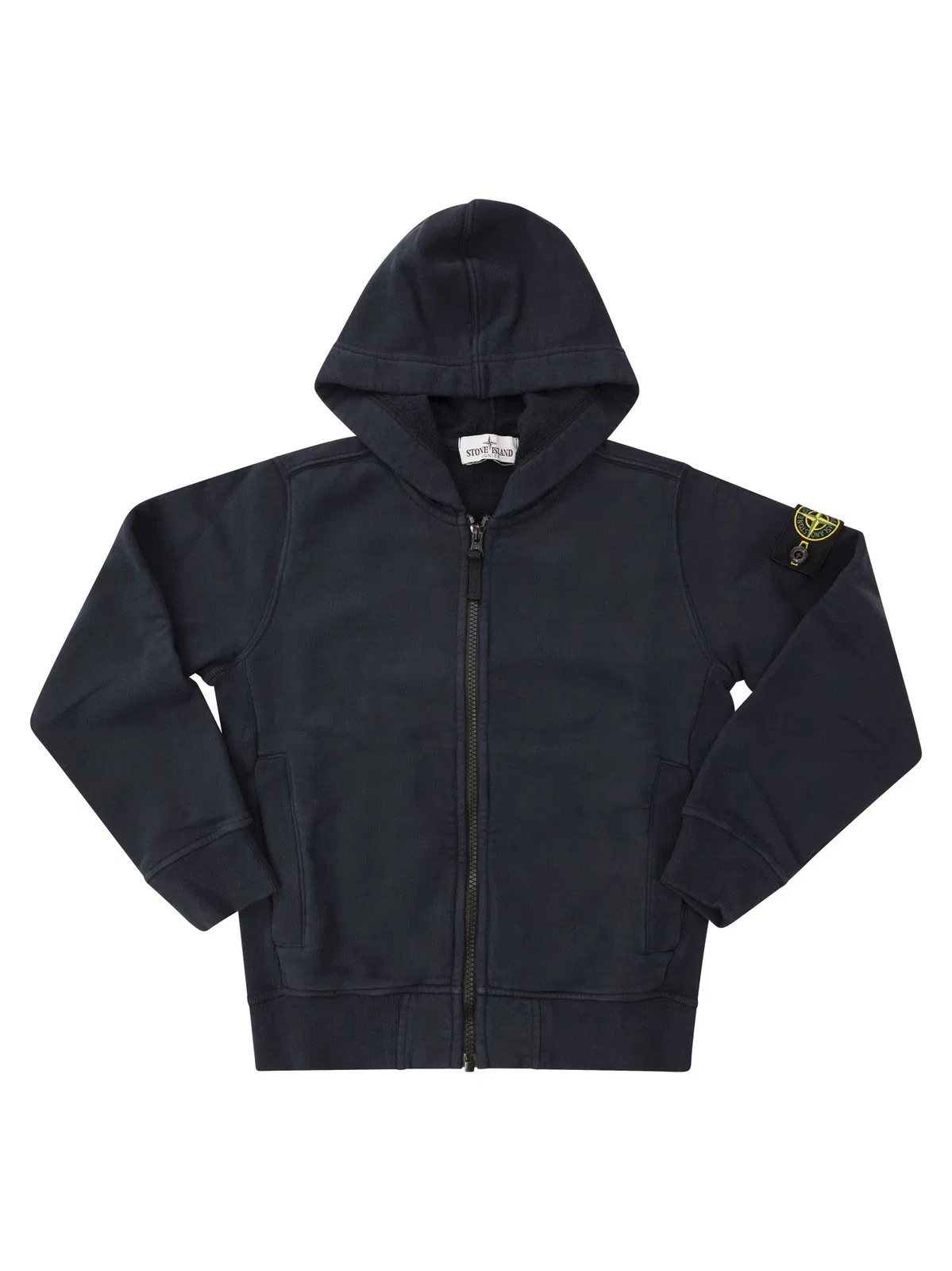 Stone Island Cotton Zip-Up Hoodie With Compass Badge
