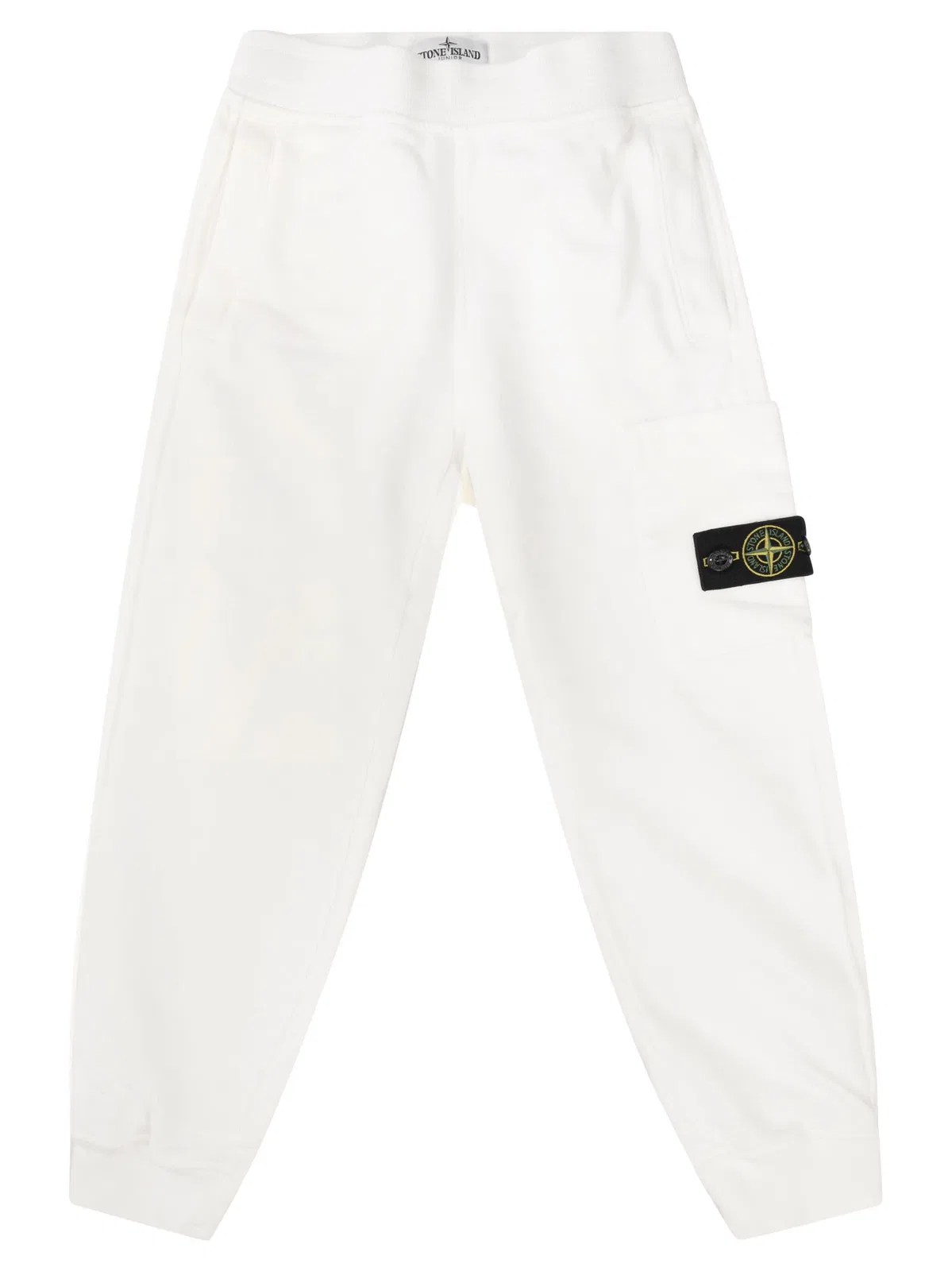 Stone Island Cotton Fleece Cargo Joggers With Compass