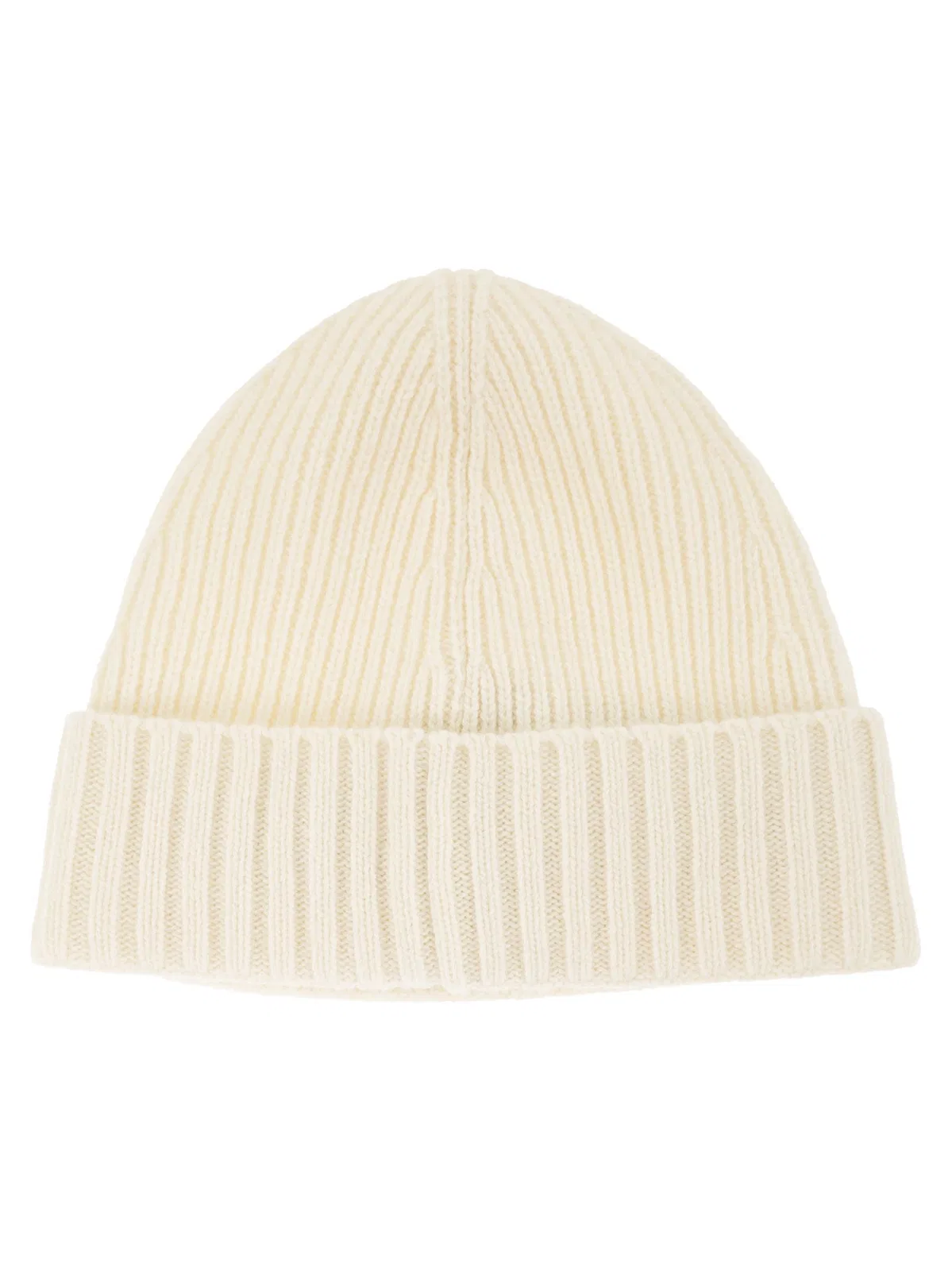 Stone Island Rib-Knit Wool Blend Beanie With Compass 