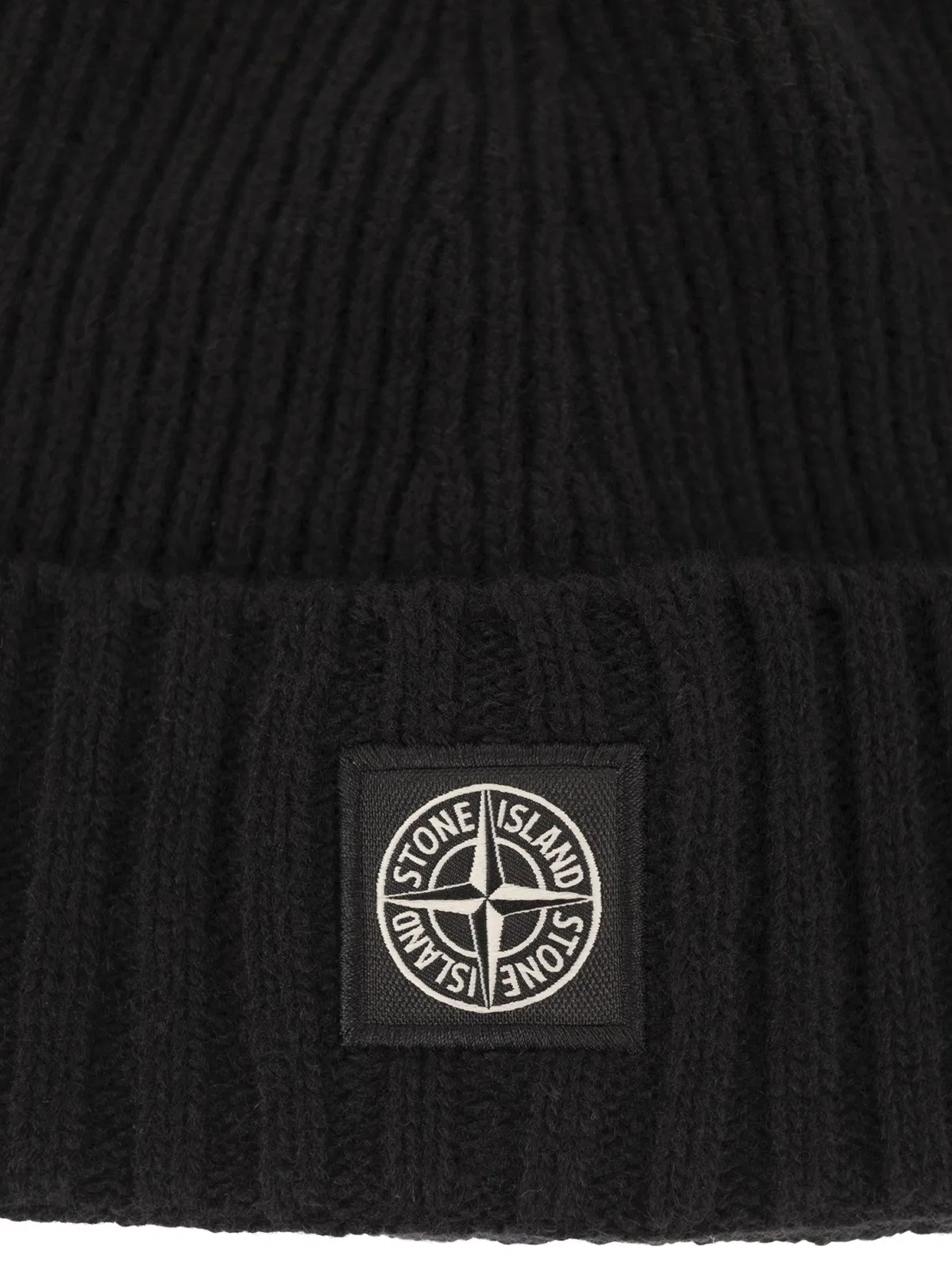 Stone Island Rib-Knit Wool Blend Beanie With Compass 