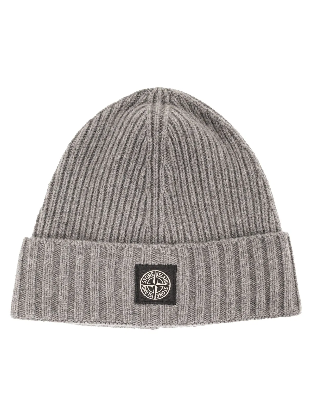 Stone Island Rib-Knit Wool Blend Beanie With Compass 