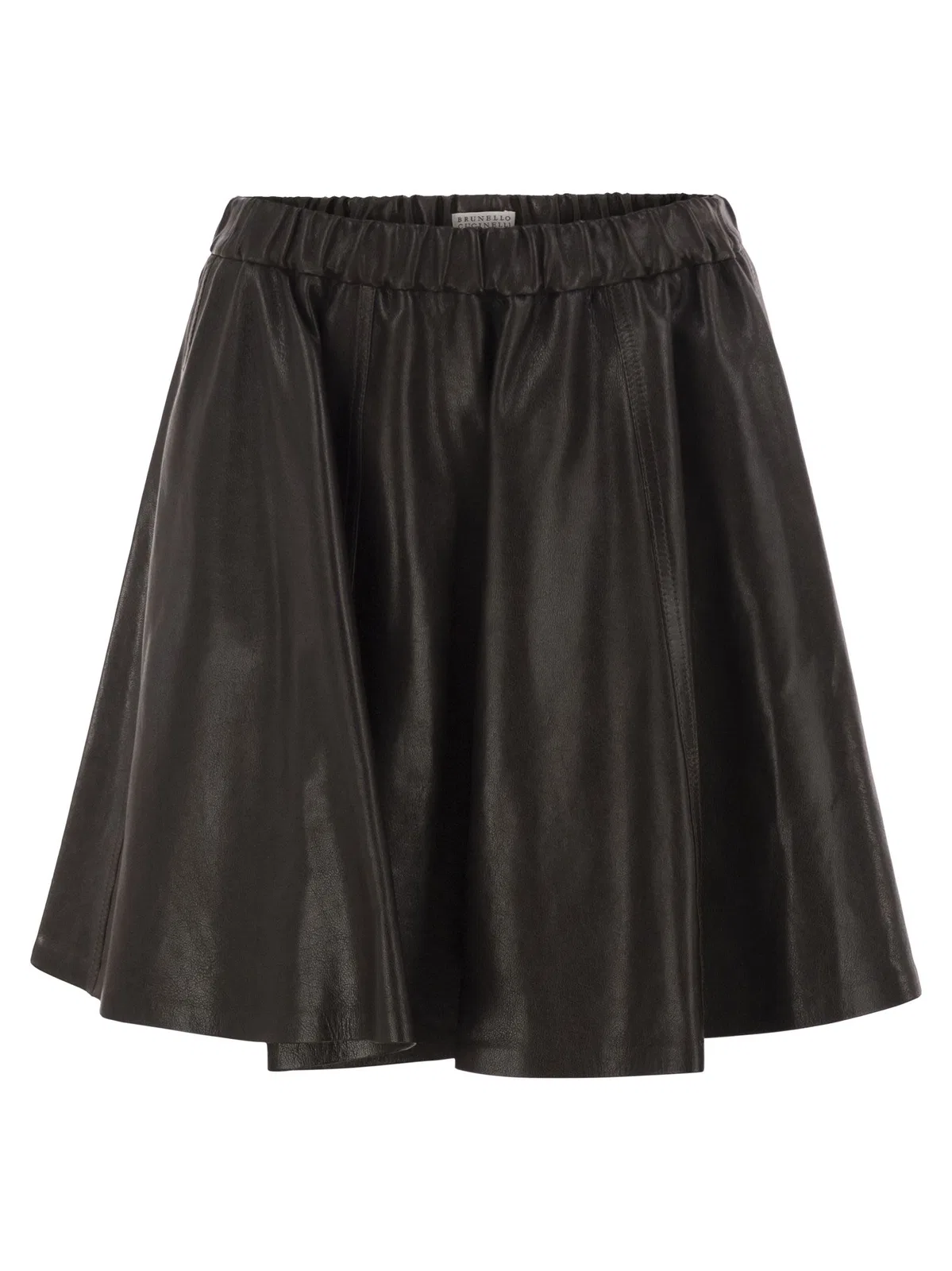 Brunello Cucinelli Flared Nappa Leather Skirt With Elastica