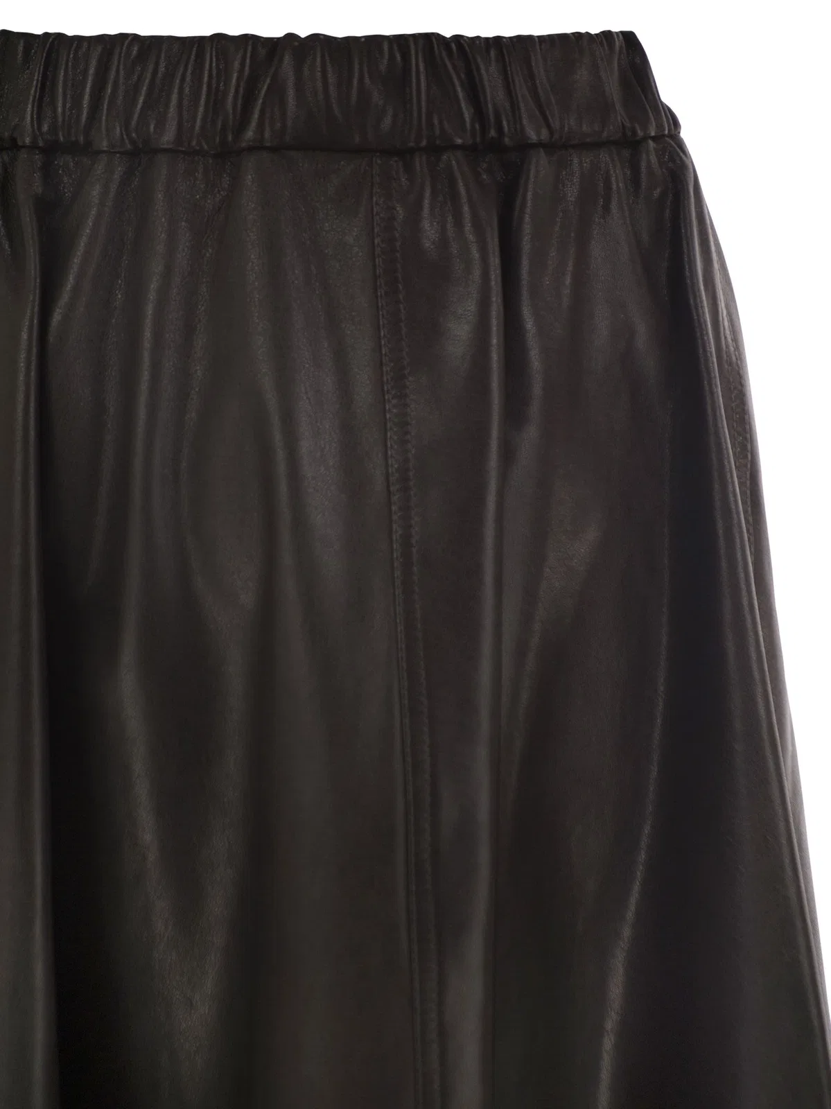 Brunello Cucinelli Flared Nappa Leather Skirt With Elastica