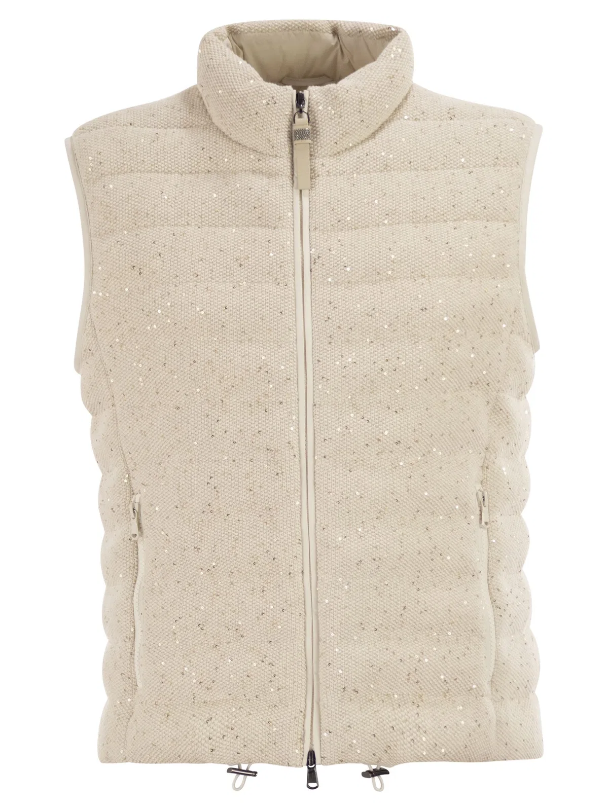 Brunello Cucinelli Padded Cotton Waistcoat With Sequins And